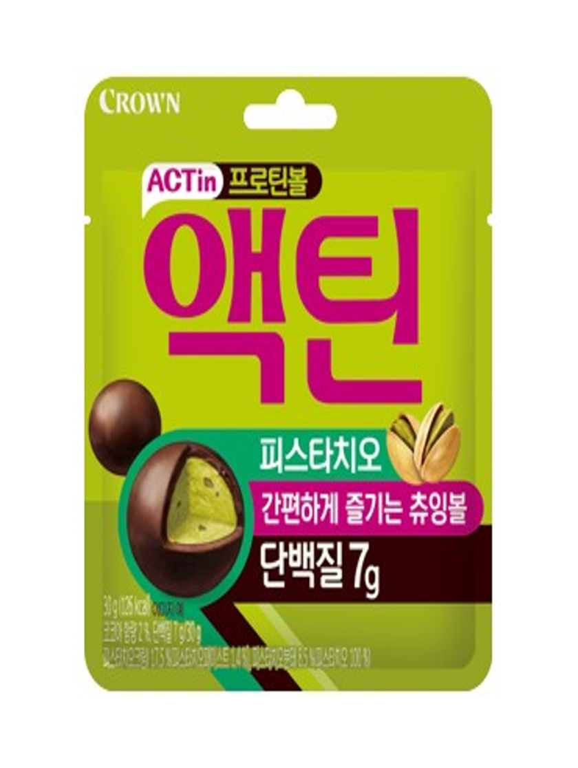 DH083 Crown ACTIN 7G 蛋白質 朱古力開心果 CHEWING BALL 30g EXP:26.11.25