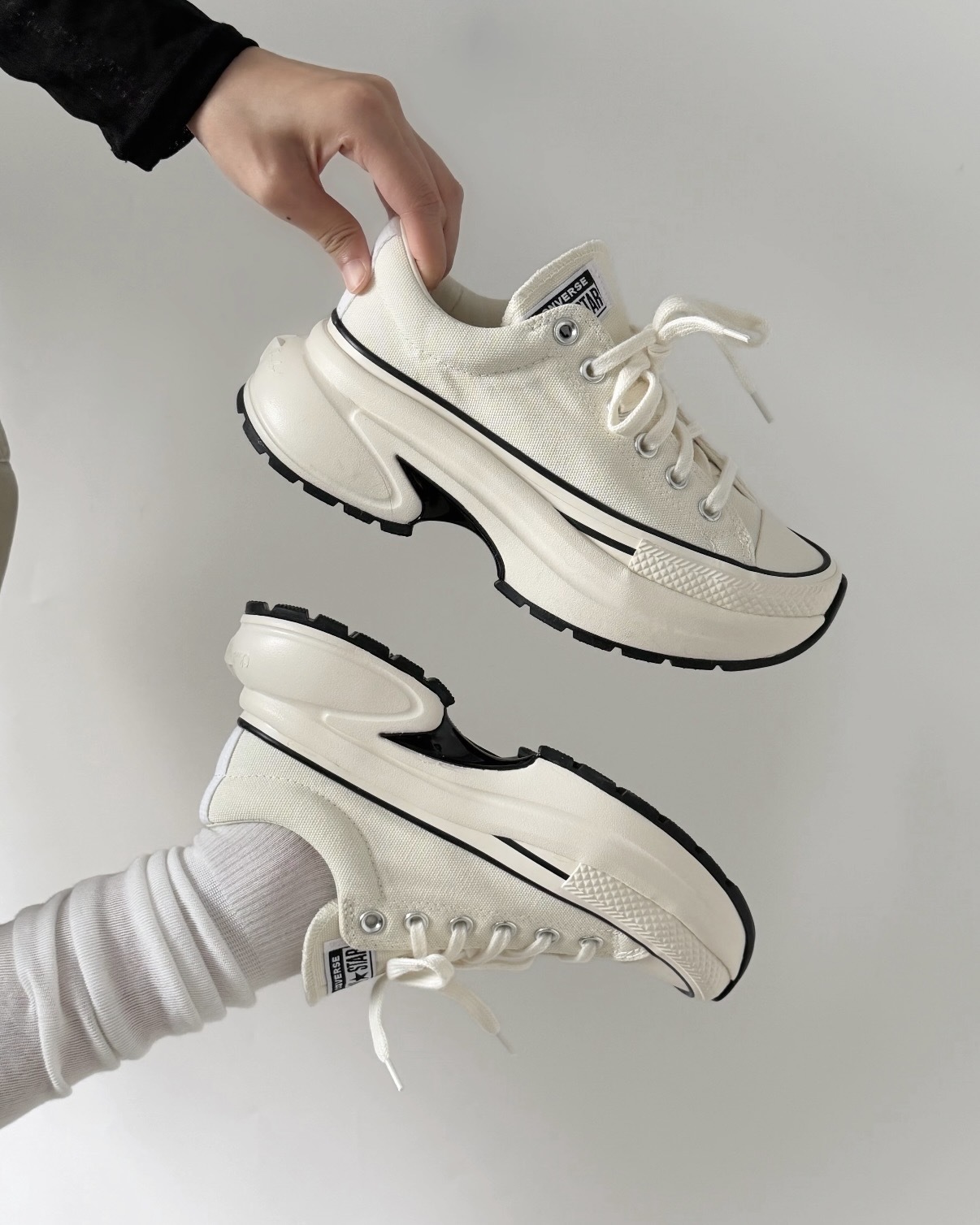 CONVERSE RUN STAR CRUSH 小鯊魚 白色 奶油白 厚底鞋 增高 Karina代言同款 劉知珉 女鞋 A19266C / 預購