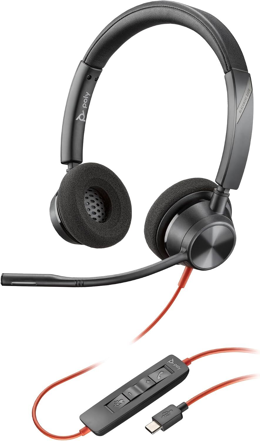 Poly Blackwire C3320 立體聲耳機 + USB-C/A 轉接器