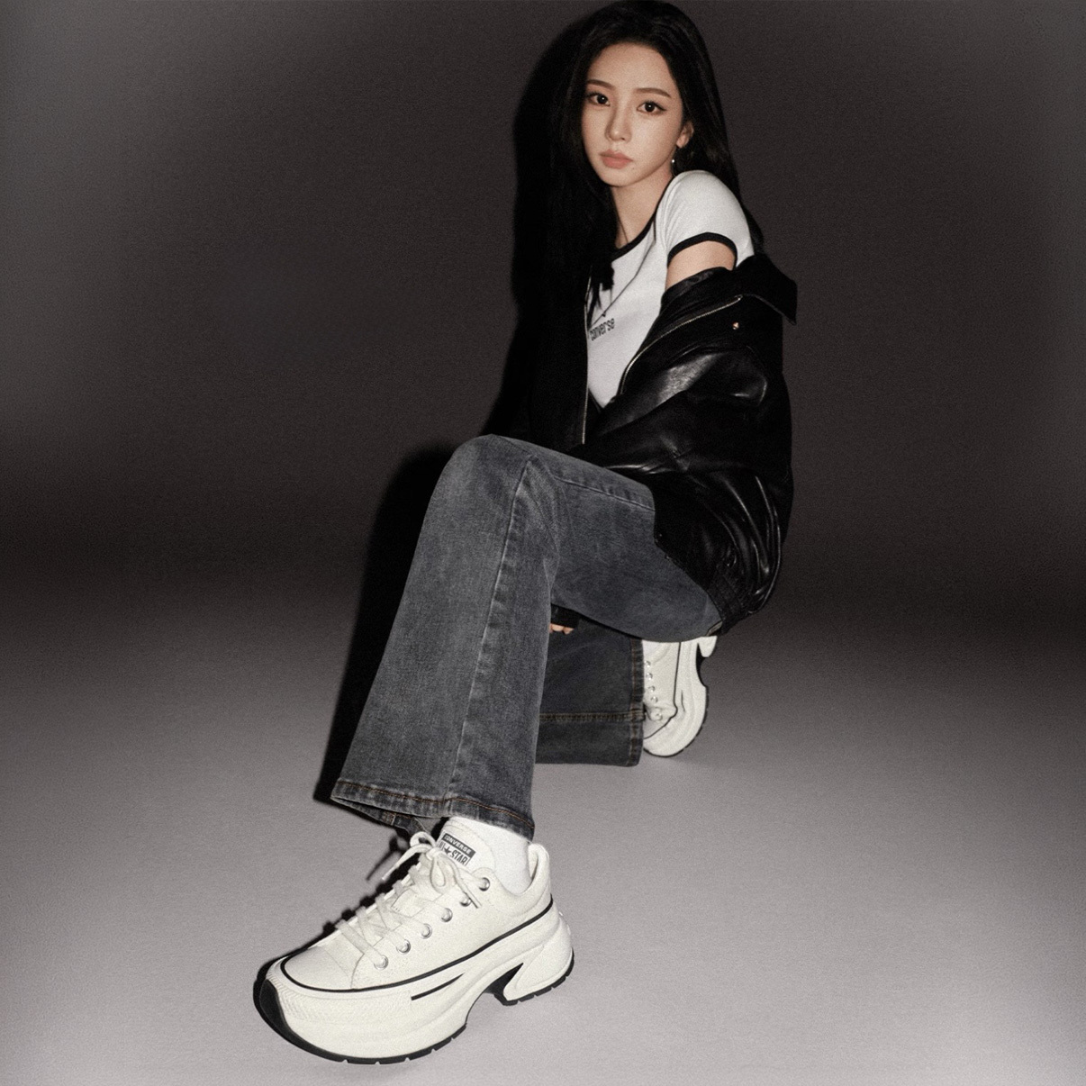CONVERSE RUN STAR CRUSH 小鯊魚 白色 奶油白 厚底鞋 增高 Karina代言同款 劉知珉 女鞋 A19266C / 預購