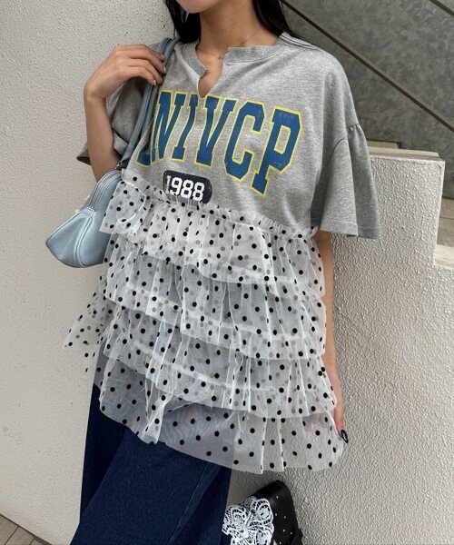 CIAOPANIC / Polka Dot Tulle Docking College Logo Tee