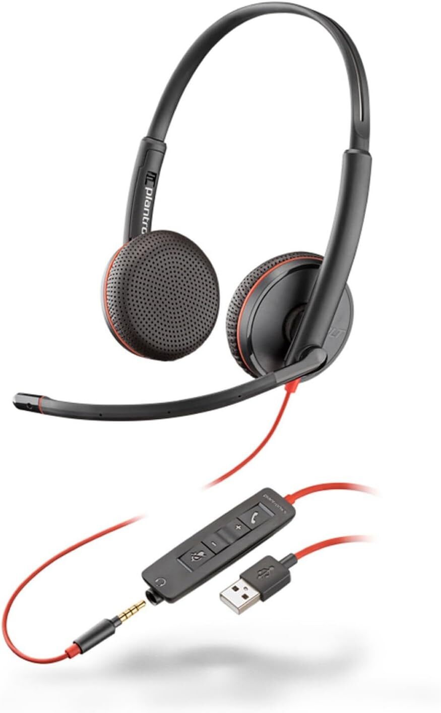 Poly Blackwire 3225 Stereo USB-A Headset + 3.5mm Plug