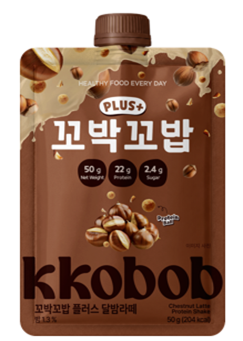DH024 Kkobak Kkobap PLUS 高蛋白低糖減肥代餐 - 栗子LATTE味 1袋7包 EXP:2028-05-19