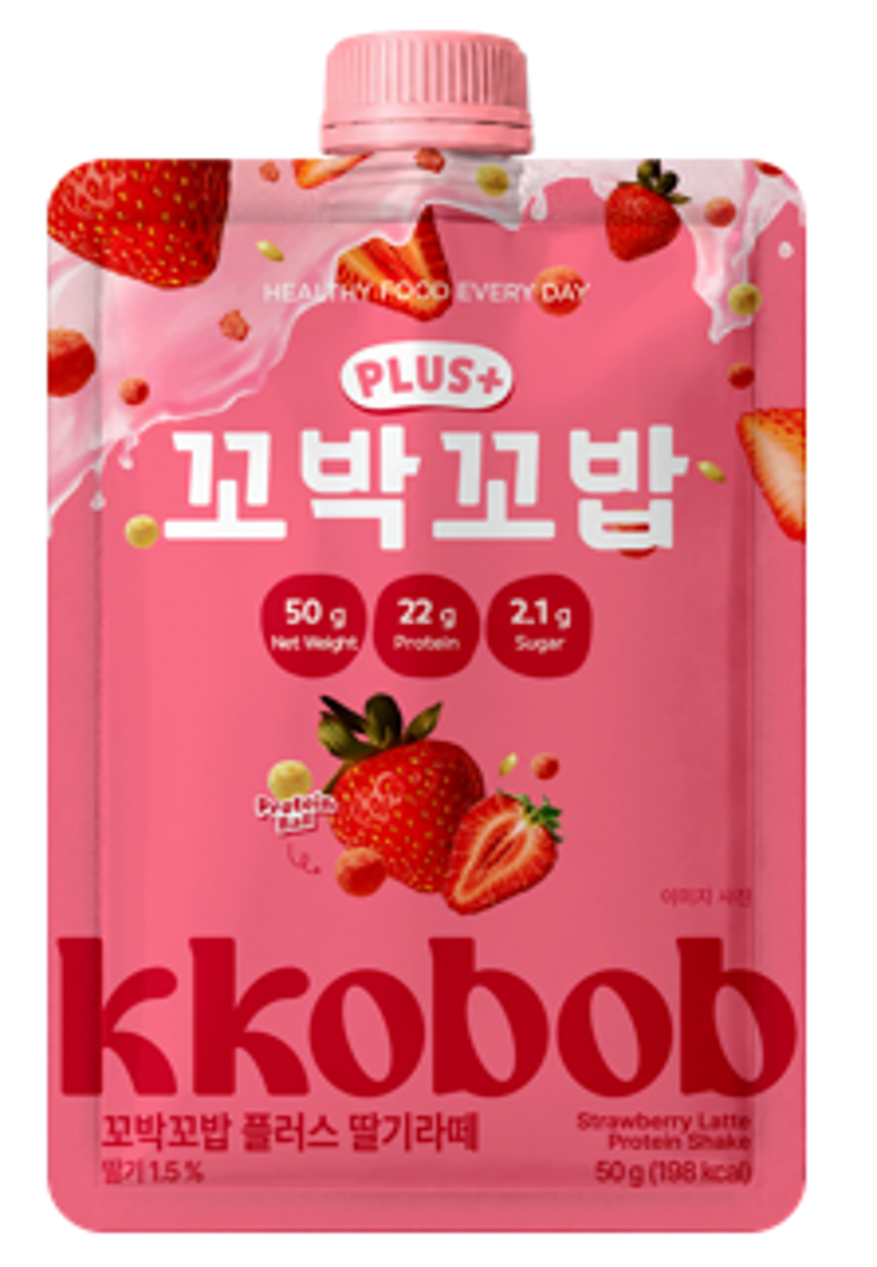 DH023 Kkobak Kkobap PLUS 高蛋白低糖減肥代餐 - 士多啤梨LATTE味 1袋7包 EXP:2028-05-21