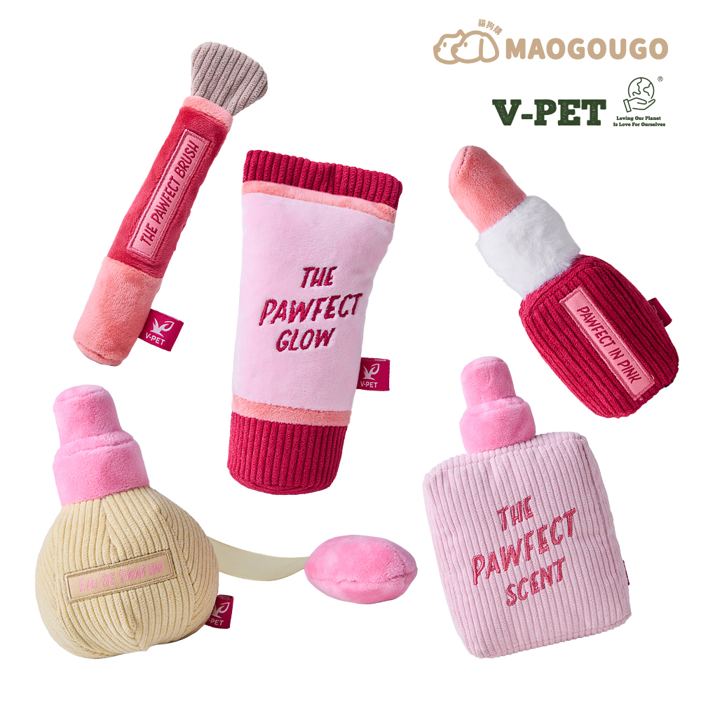 【V-PET寵物無毒玩偶 】狗狗專用_偷用媽咪彩妝系列_狗狗耐咬玩偶_寵物啃咬互動玩具｜5款造型可選