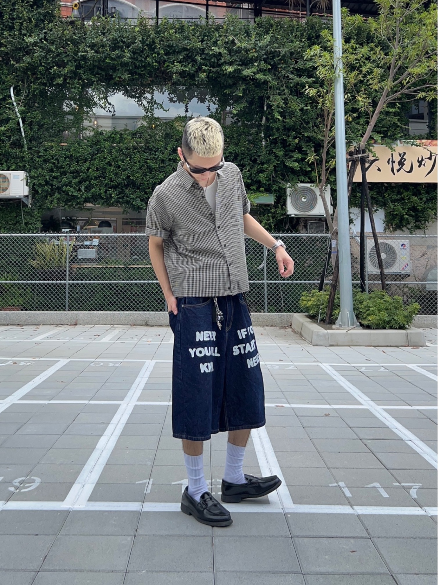 《K》BOXY短寬細格紋襯衫