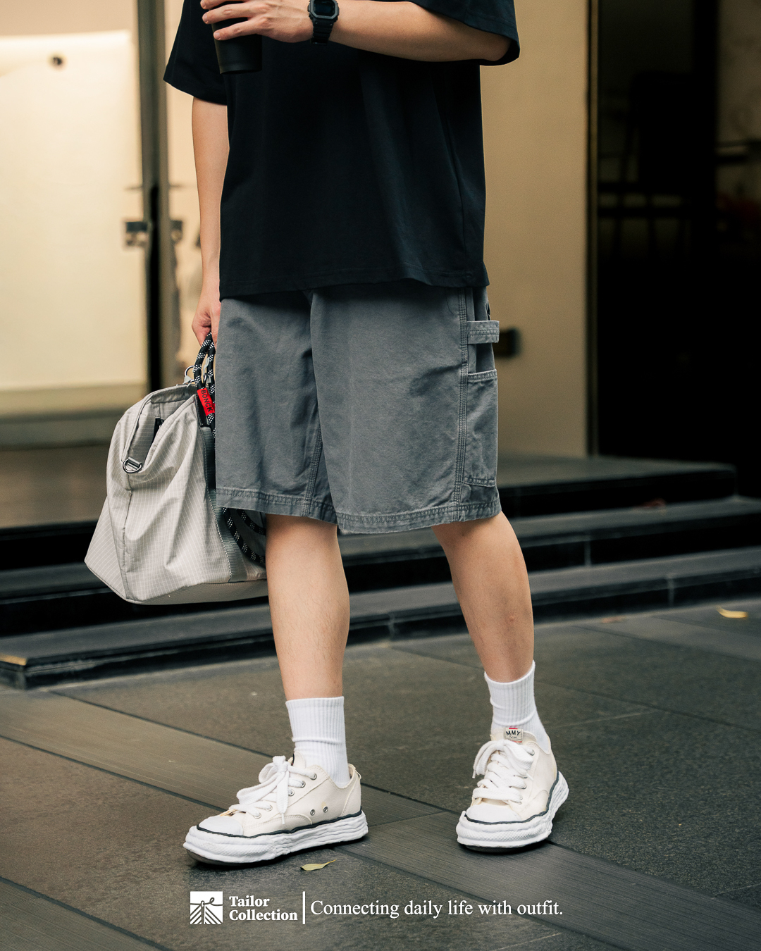 #預購 Tailor collection 雙股紗細珠帆 重工水洗 寬鬆六口袋短褲 三色