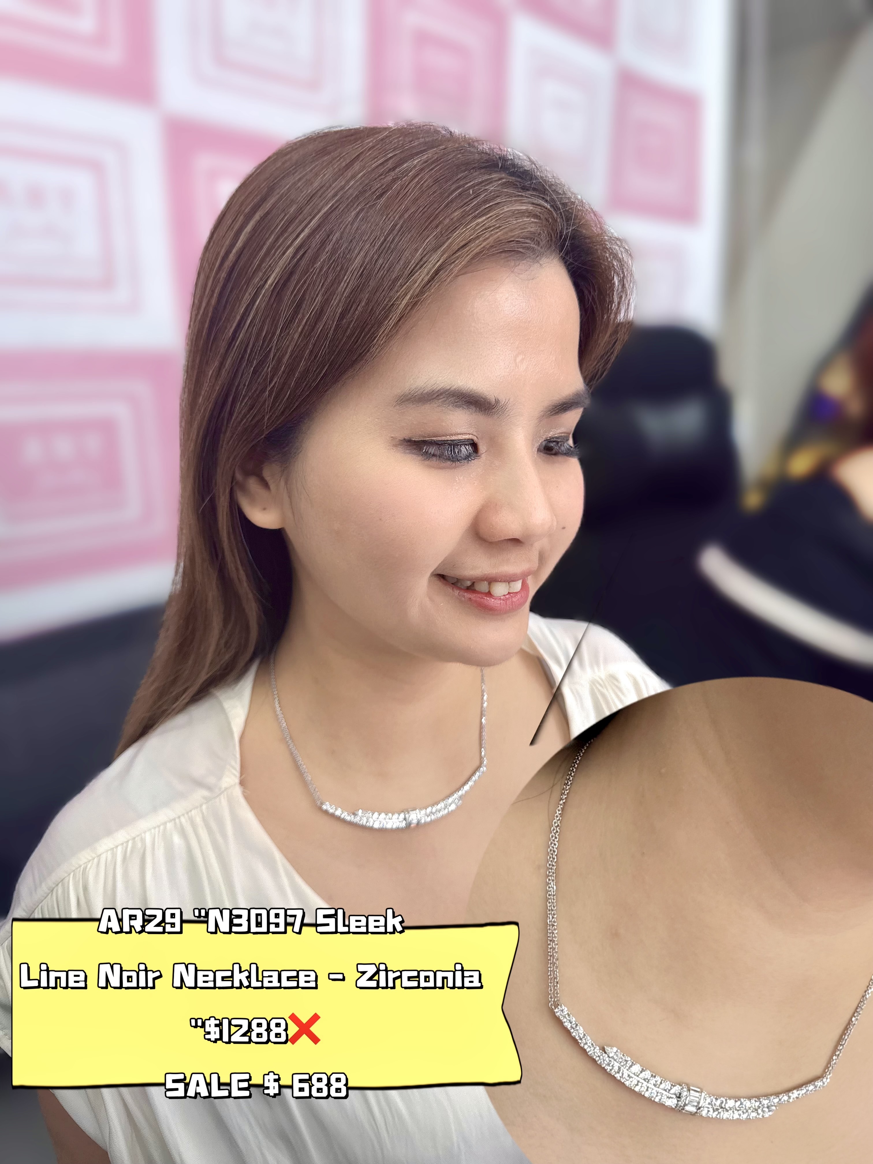 AR29 "N3097  Sleek Line Noir Necklace - Zirconia  "$1288