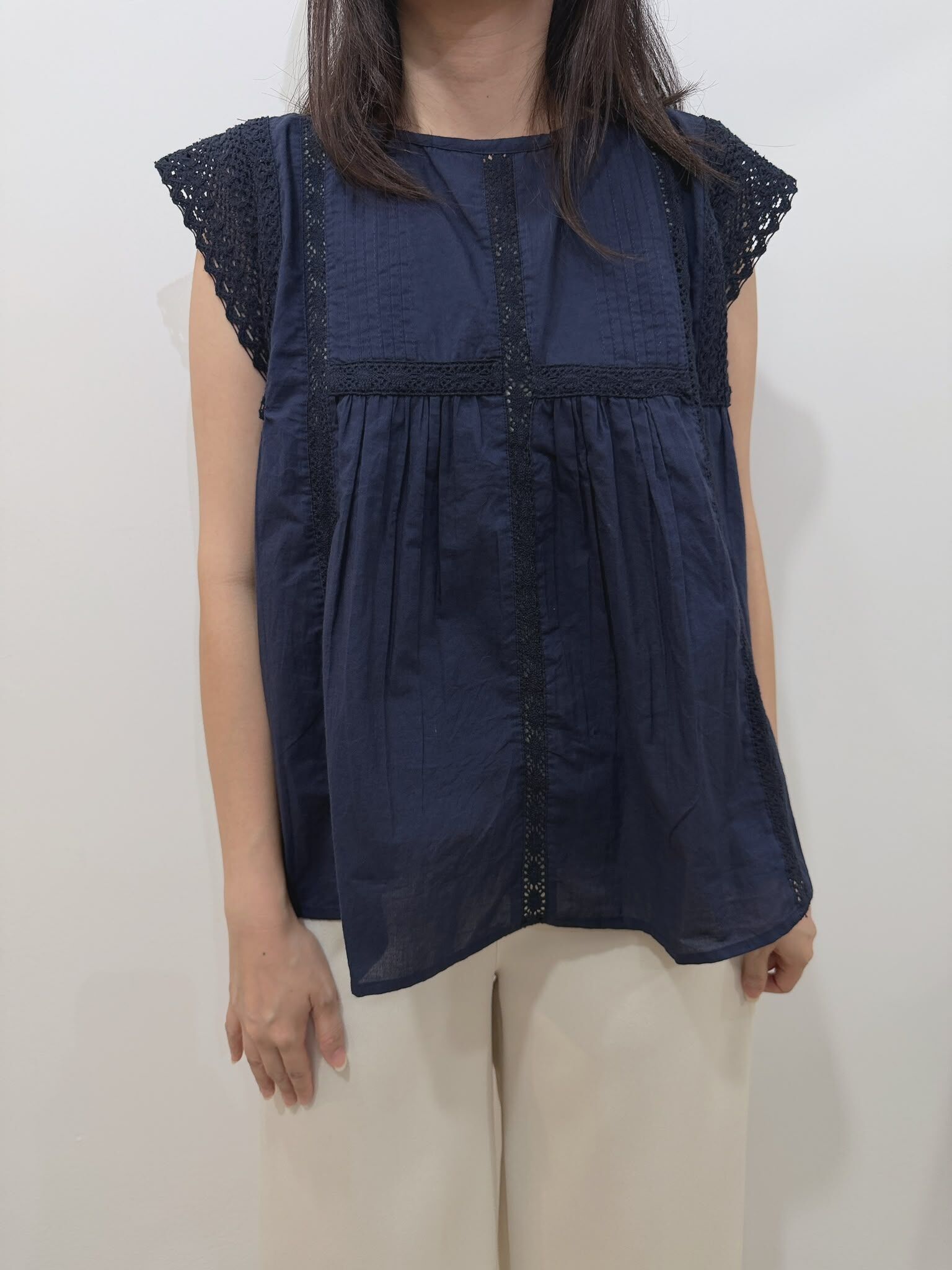 ODO 純棉蕾絲拼接無袖上衣 SUMMER SALE