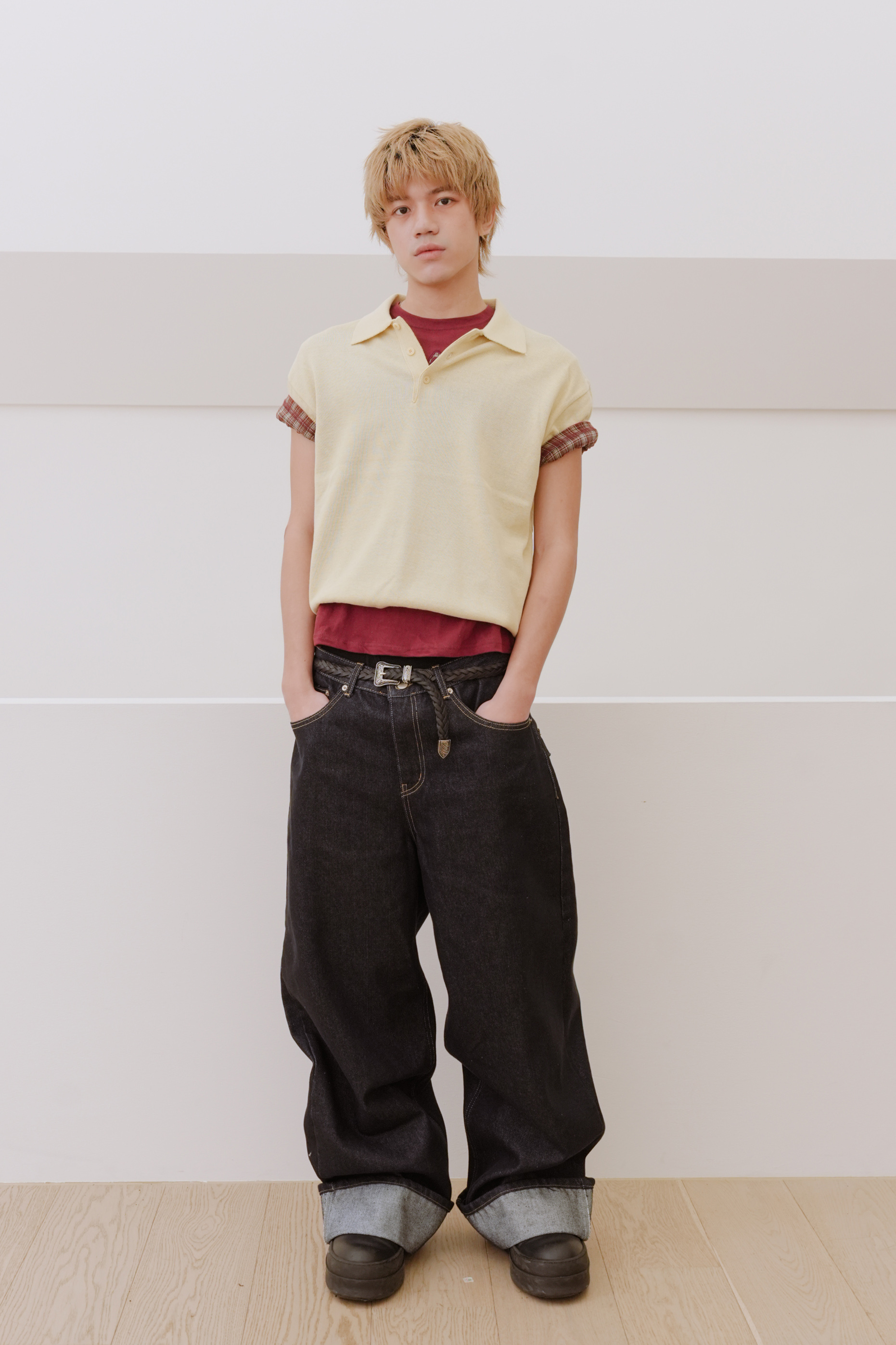 button collar knit #上衣