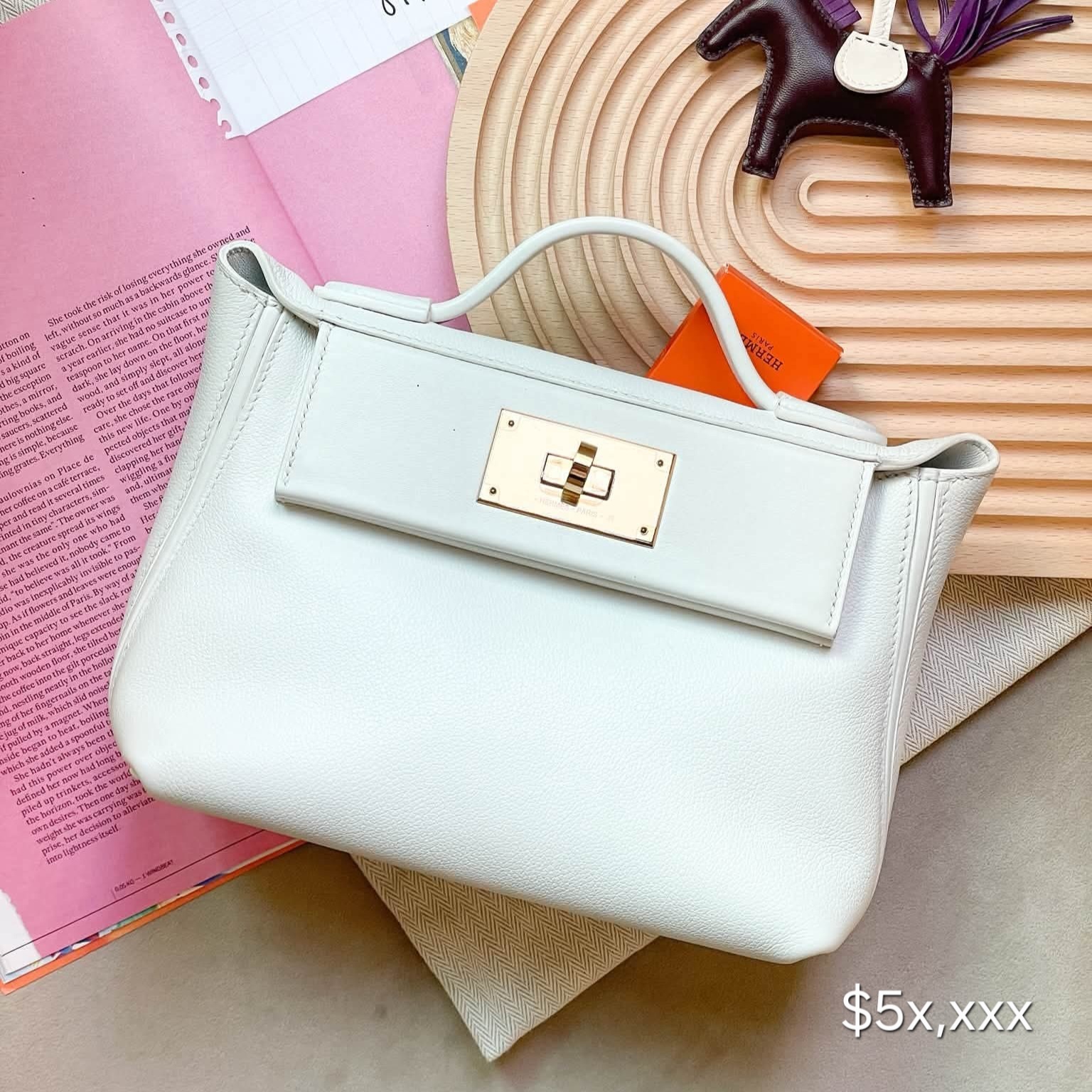 Hermès 24/24 Mini Evercolor Leather New White GHW HK$5x,xxx (HK$2,000 即時落訂)