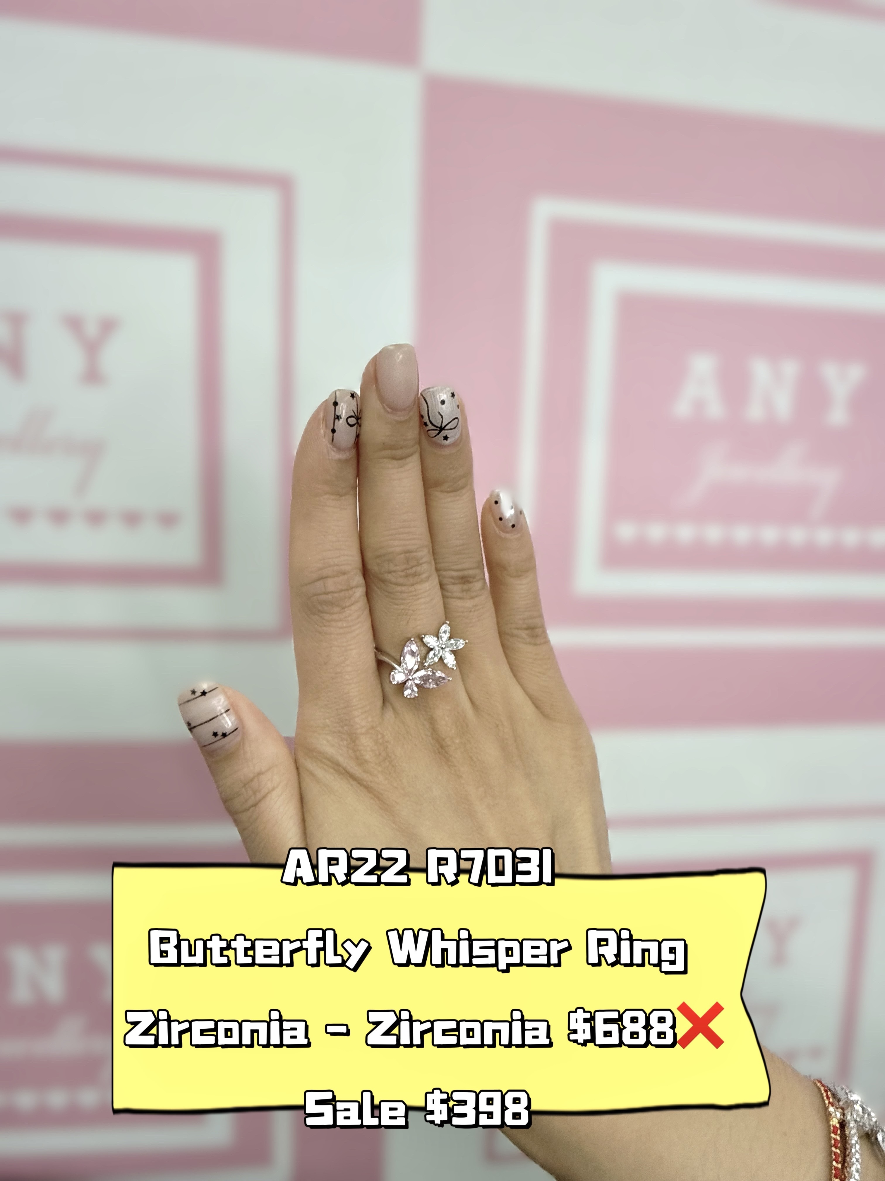 AR22 R7031   Butterfly Whisper Ring Zirconia - Zirconia $688