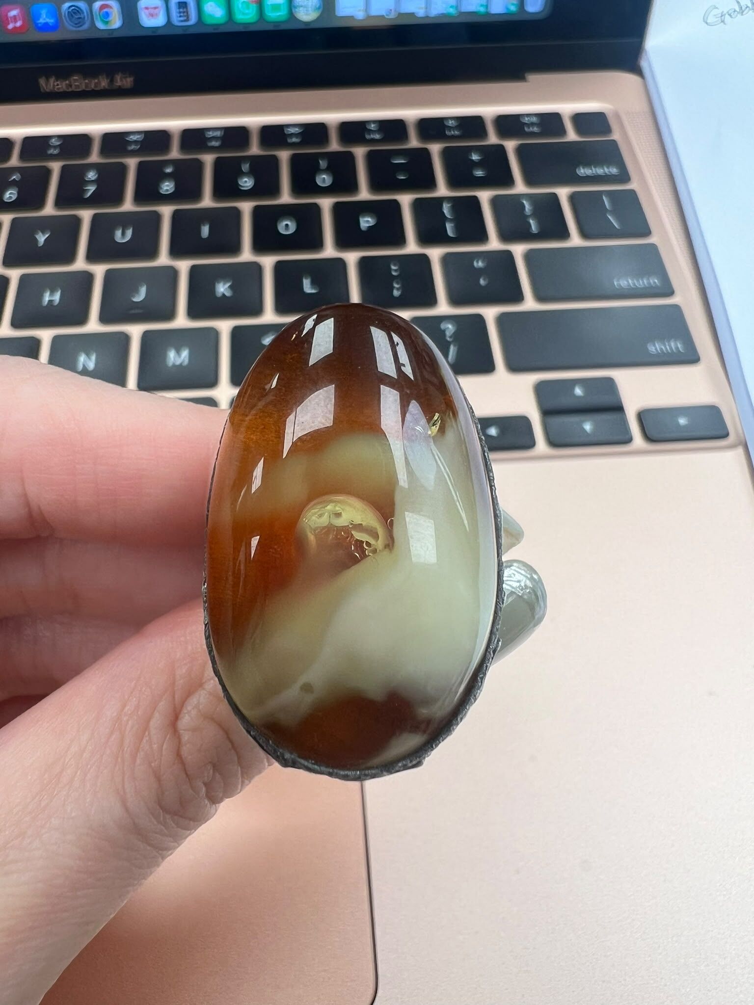 0810BA46-BALTICAMBER-RING-德國匠純銀打造 天然活水膽蜜蠟戒指（A46）
