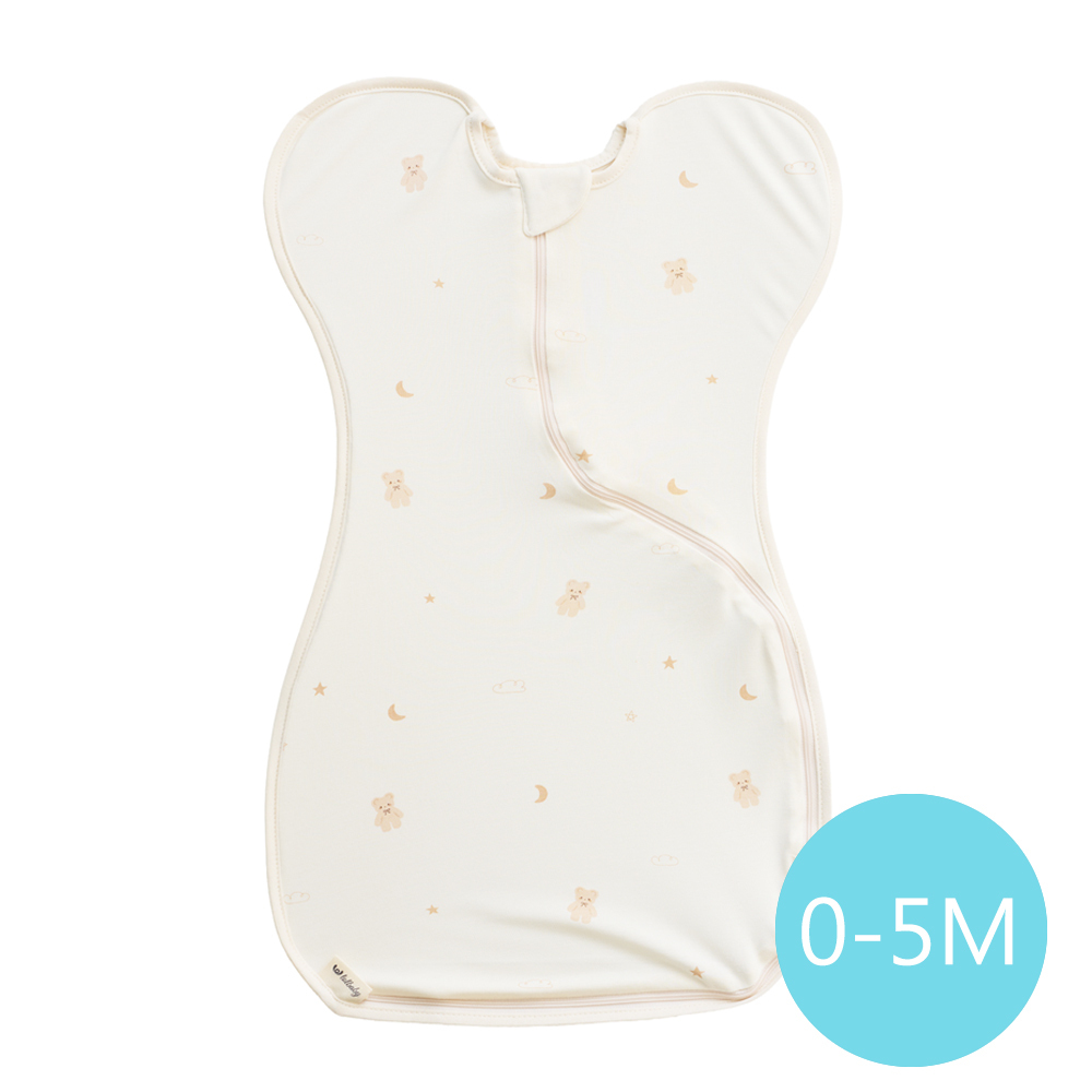 lolbaby 韓國 蝶型包巾baby swaddle 0-5m免脫換尿布-S號｜竹纖衣款｜晚安小熊