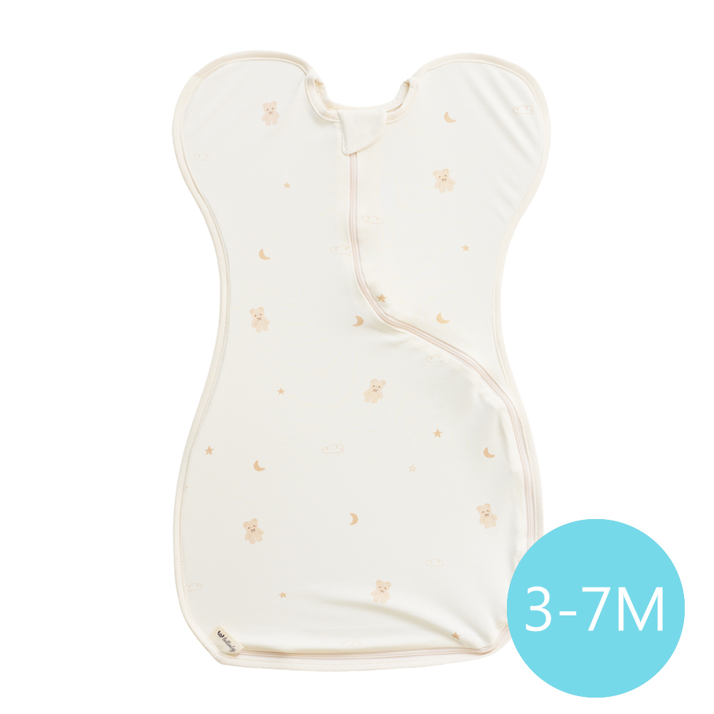 lolbaby 韓國 蝶型包巾baby swaddle 3-7m免脫換尿布-M號｜竹纖衣款｜晚安小熊