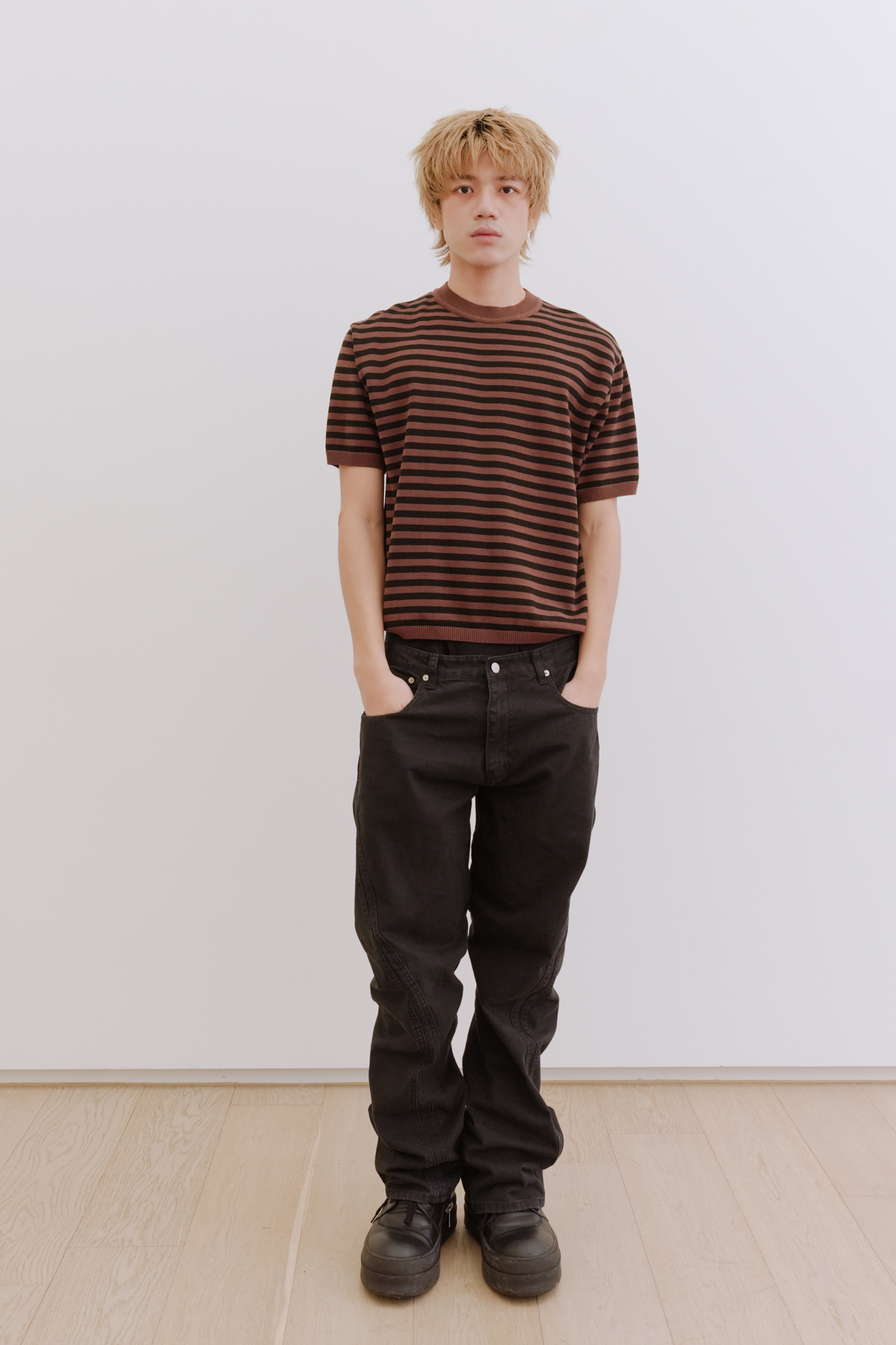 marine stripe knit #上衣
