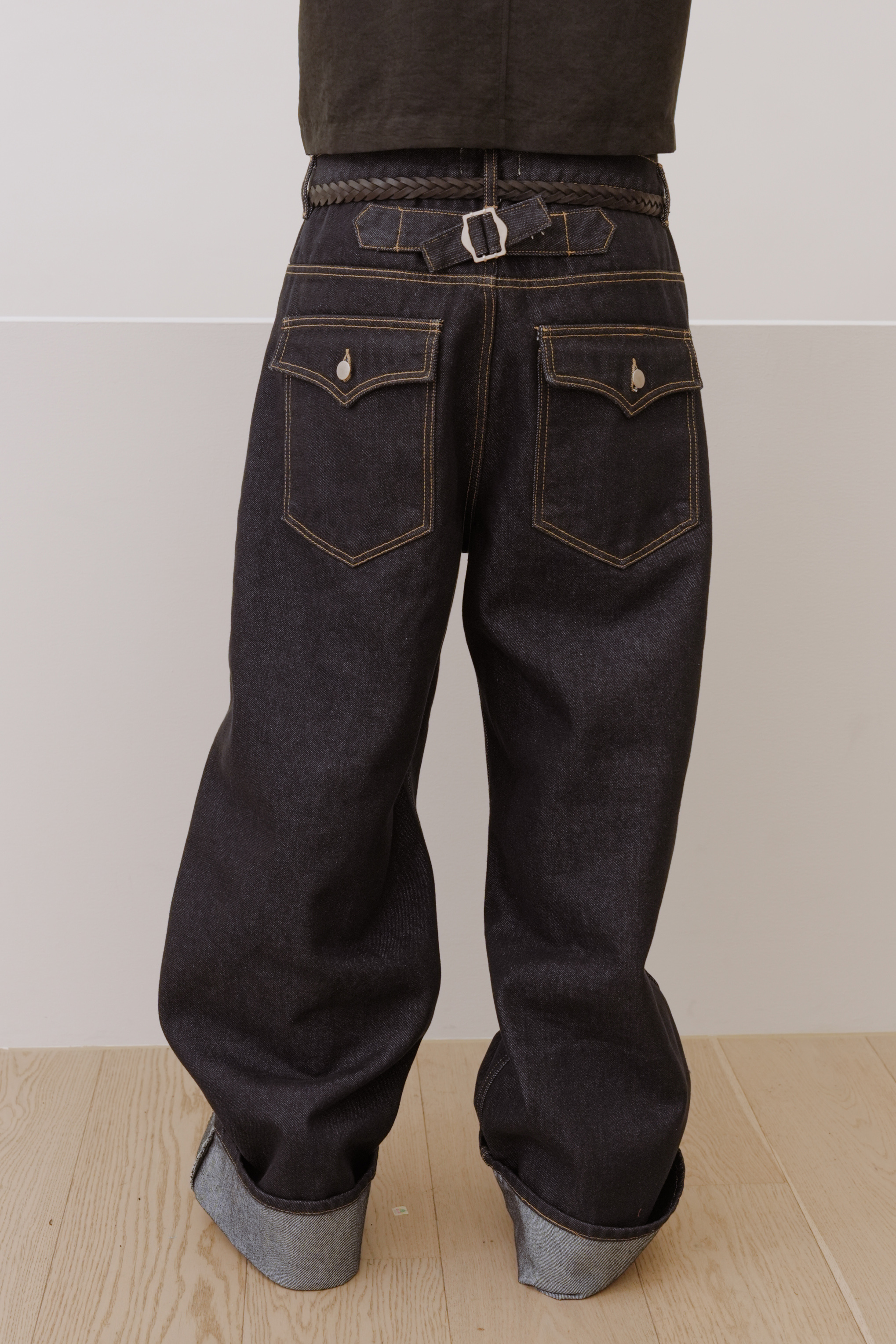 non fade pocket wide pants #牛仔褲