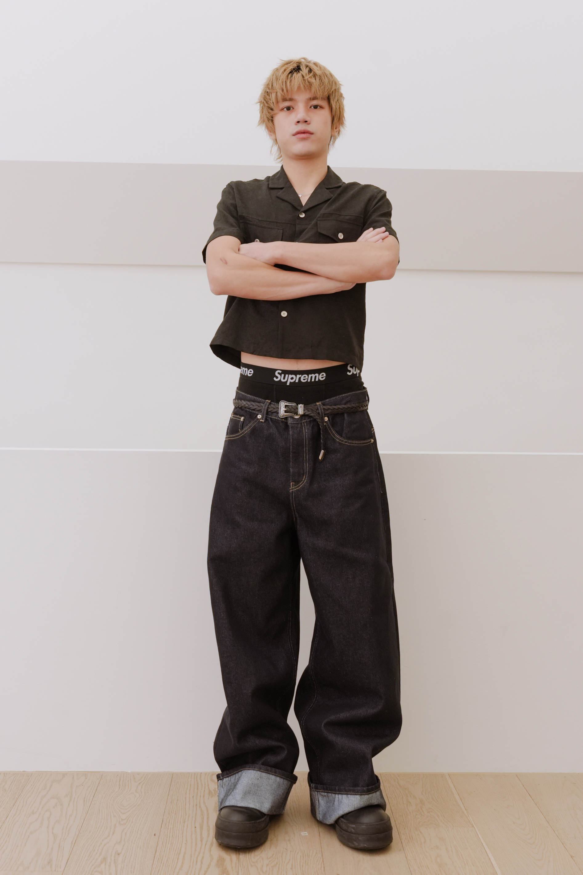 non fade pocket wide pants #牛仔褲