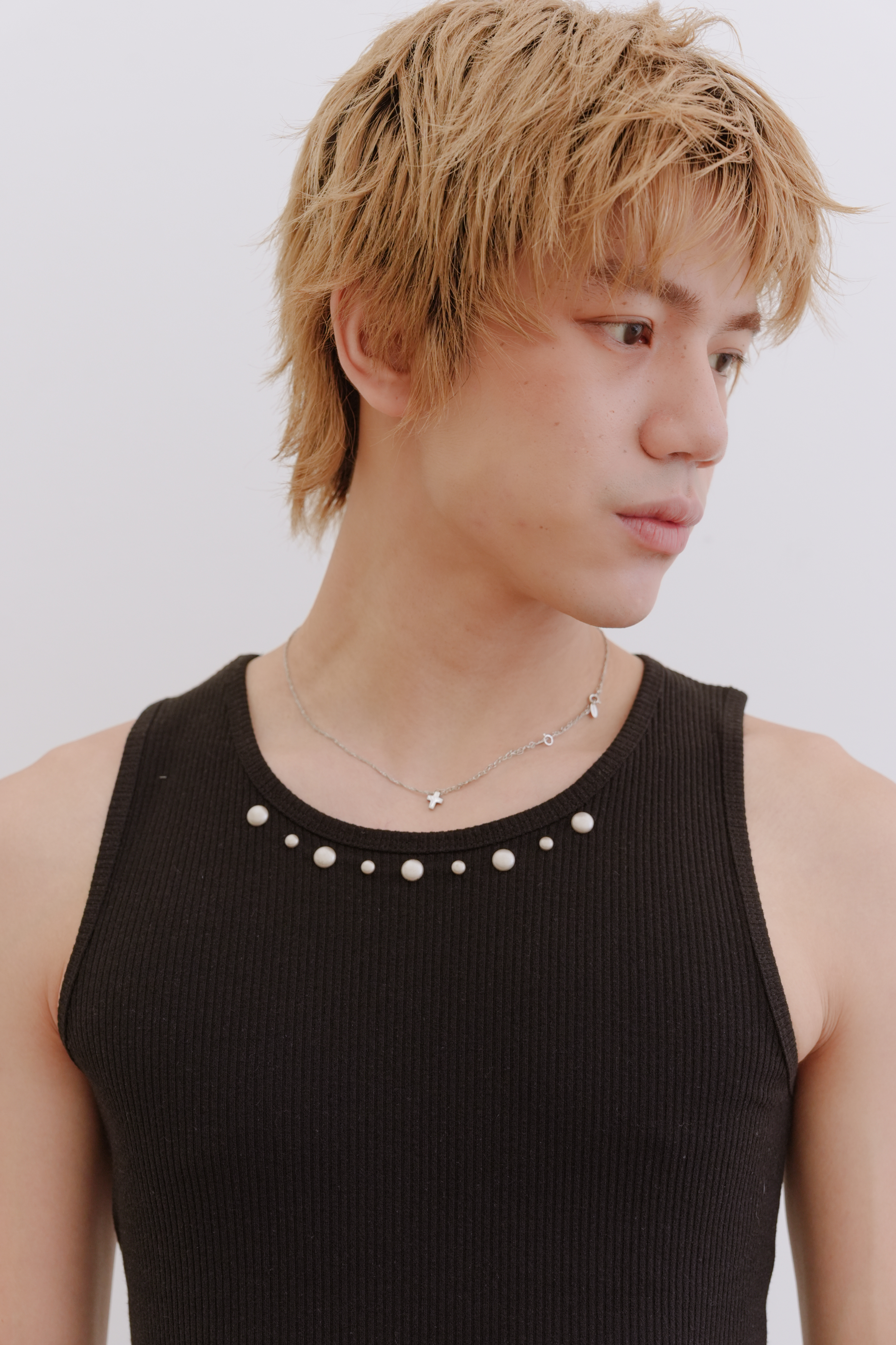 rivet ribbed sleeveless top #背心