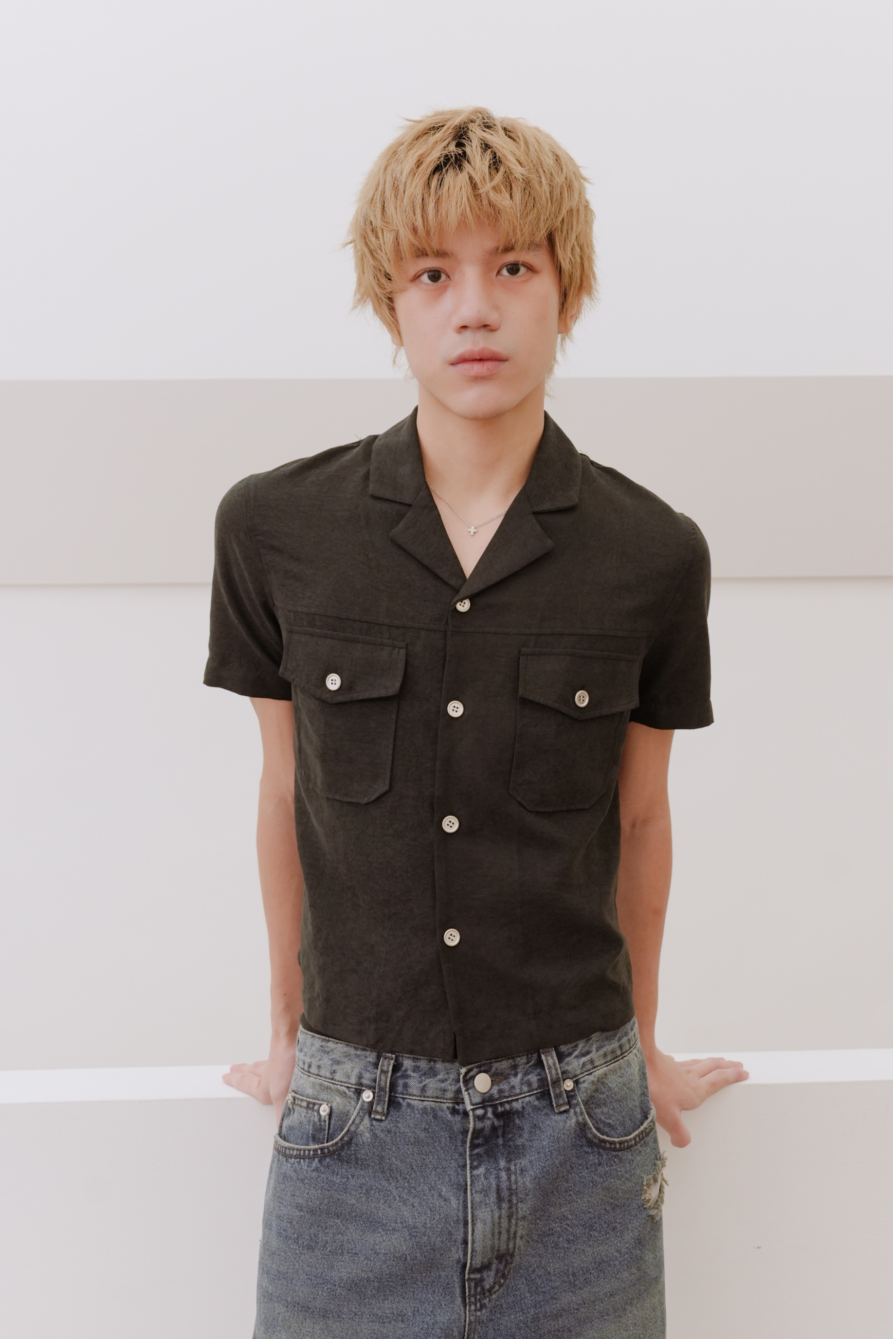 silky cropped shirt jacket #襯衫