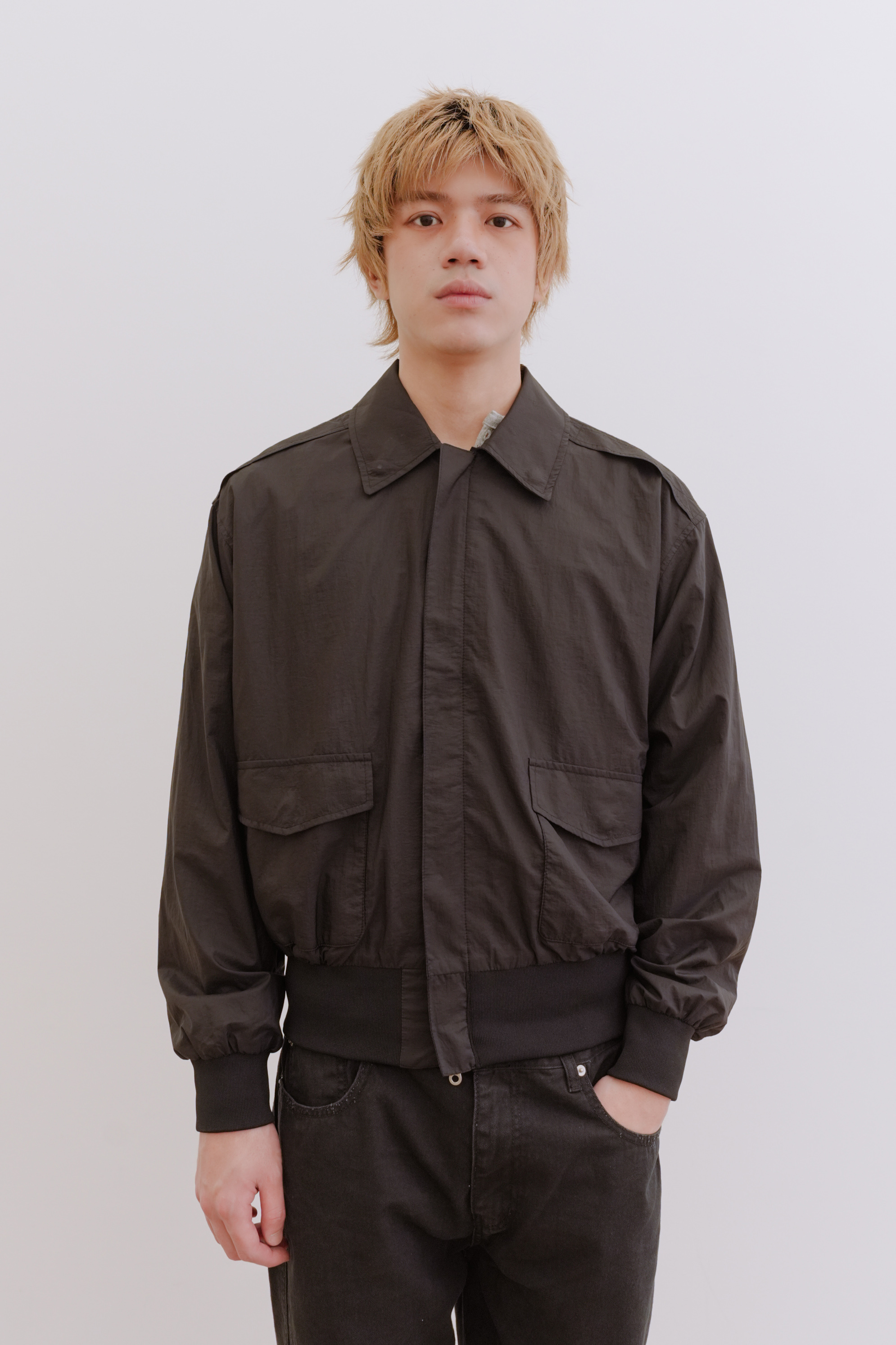 utility nylon zip-up #外套