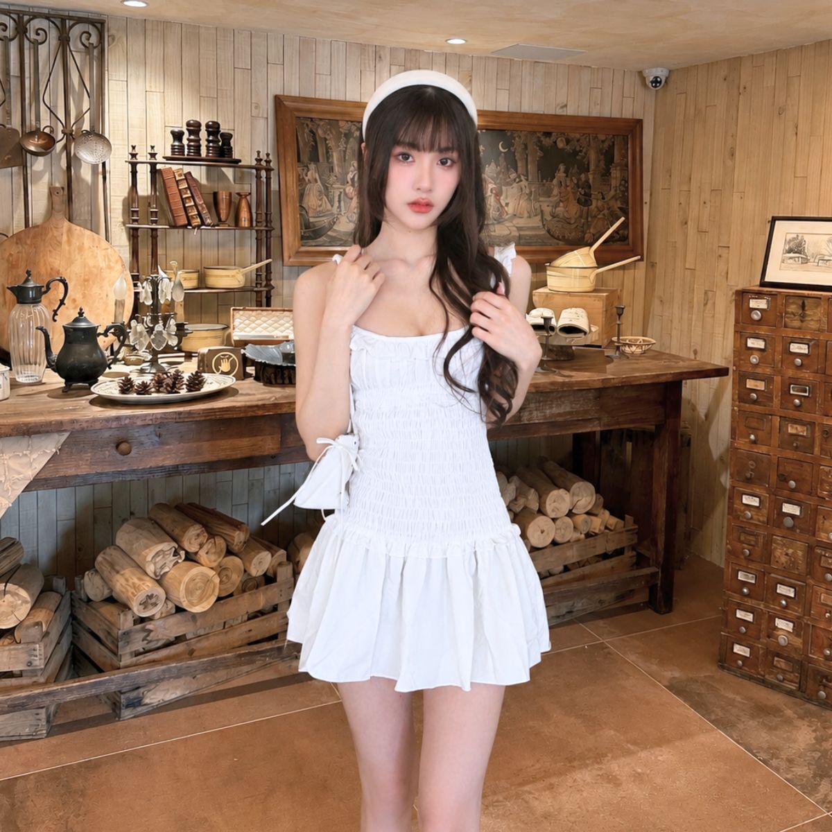 【奶霜雲朵】荷葉抓皺洋裝 甜而不膩的初戀白洋裝(現+預)