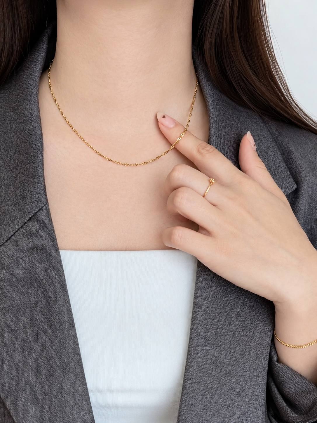 SS magnet wave chain necklace