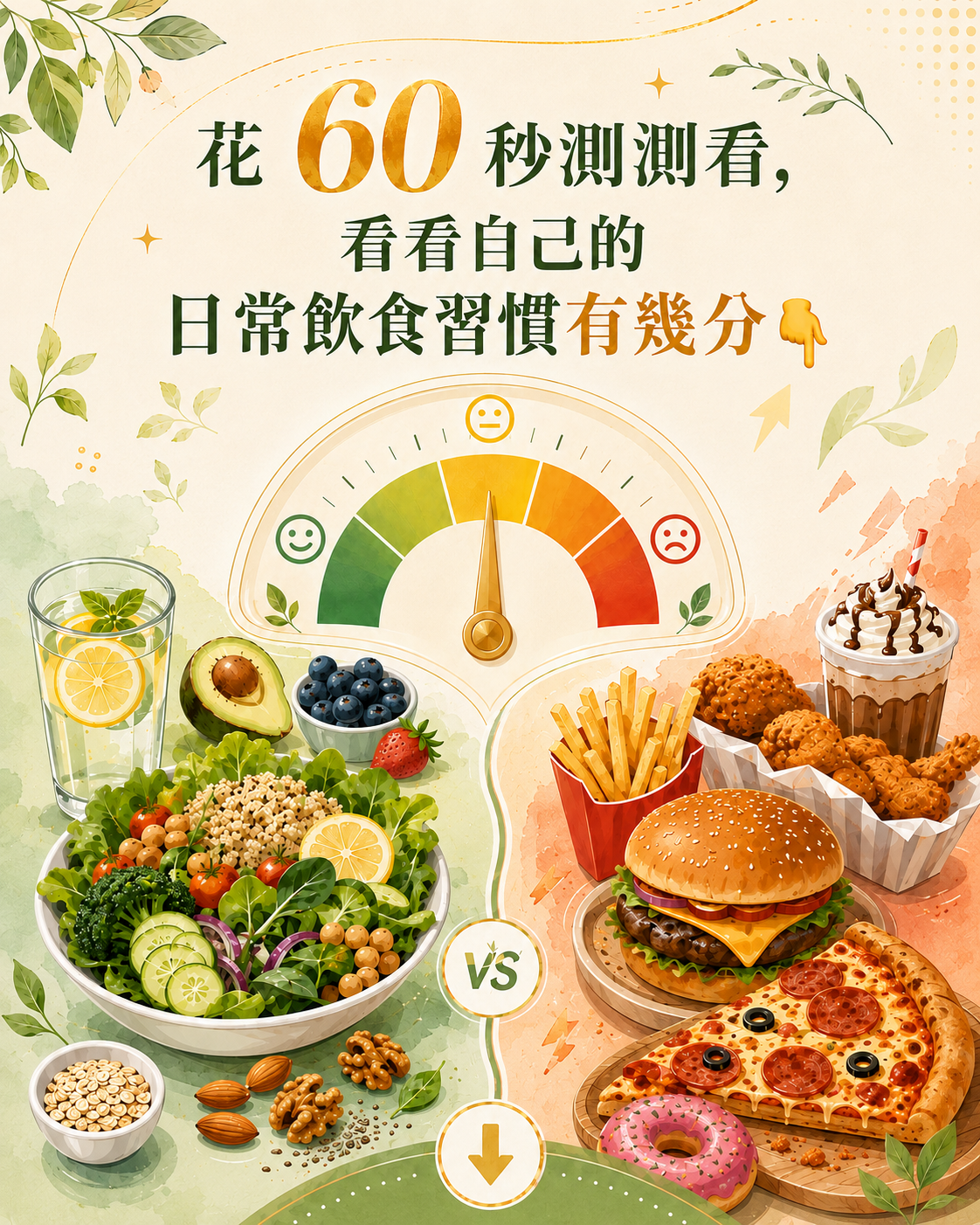 花60秒測測看，看看自己的日常飲食習慣有幾分