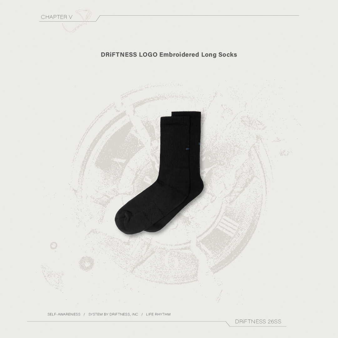 DRiFTNESS｜6SS-N04 LOGO 刺繡長襪 男裝品牌襪 - Black