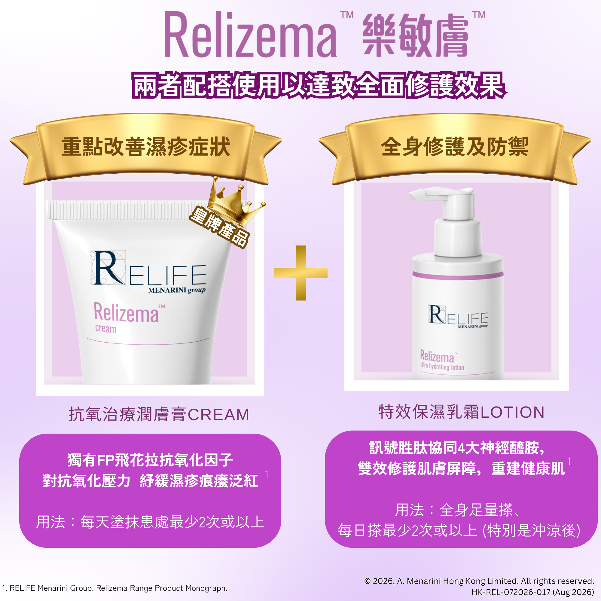 樂敏膚 Relizema 濕疹肌治療組合 (專為濕疹人士而設) [香港原裝行貨]