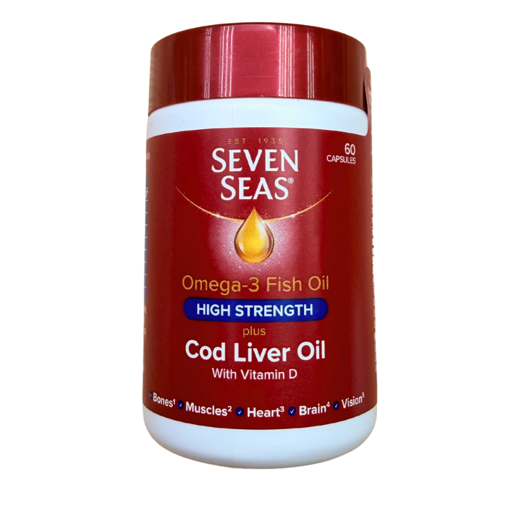 Seven Seas High Strength Cod Liver Oil (Gelatine Free) - 60 Capsules UK version (C062)