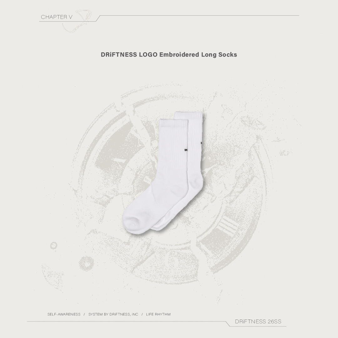 DRiFTNESS｜6SS-N04 LOGO 刺繡長襪 男裝品牌襪 - White
