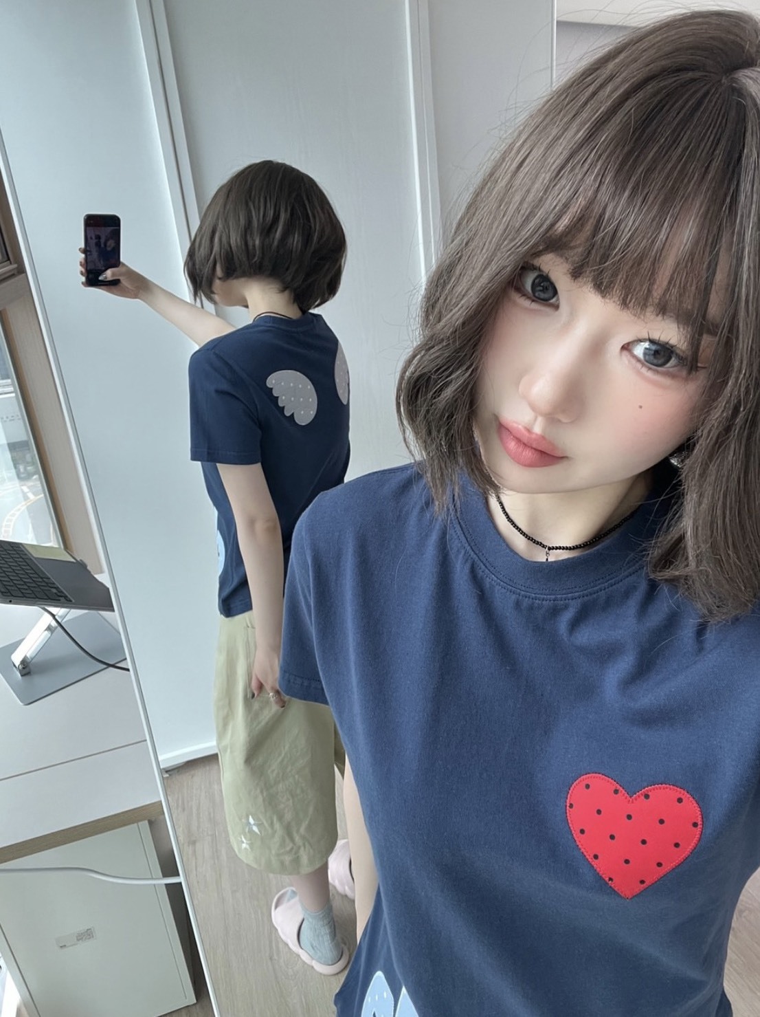 （現貨）韓牌 BAUF Angel Wing 愛心 天使 貼布 修身 短T BAUF09