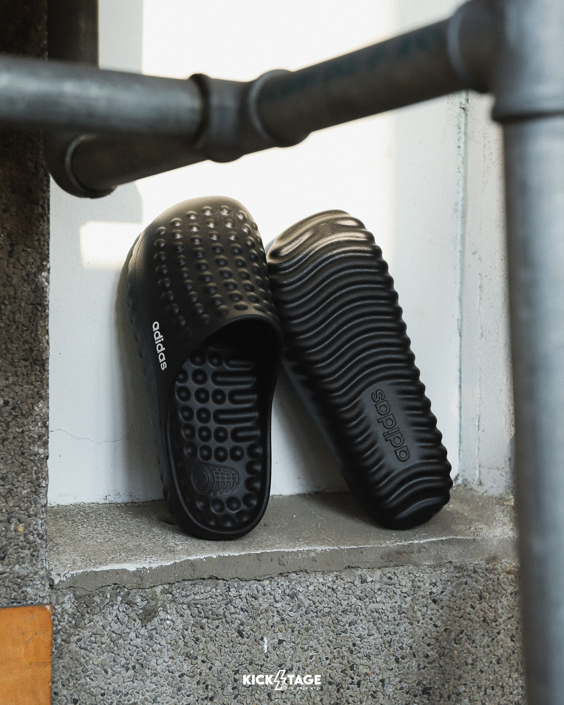 男女鞋 ADIDAS ADISSAGE 360REC 黑 防水 輕量 透氣 觸感凸點 拖鞋 穆勒鞋【KI6622】