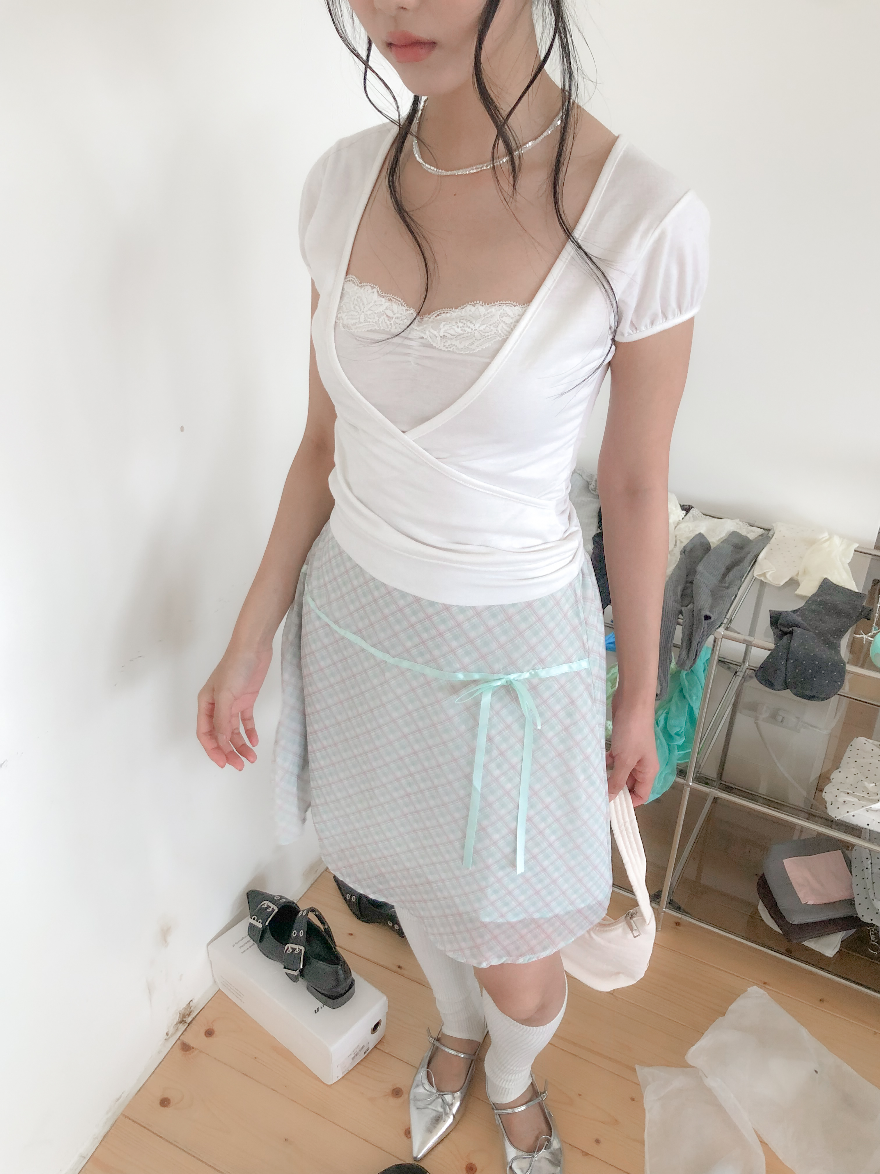 rosie v-neck puff top #上衣