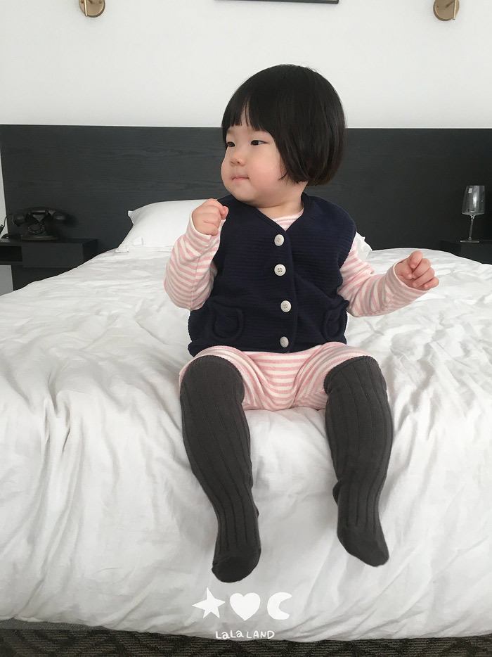 正韓秋lalaland 嫩嬰兩色華夫格包邊背心