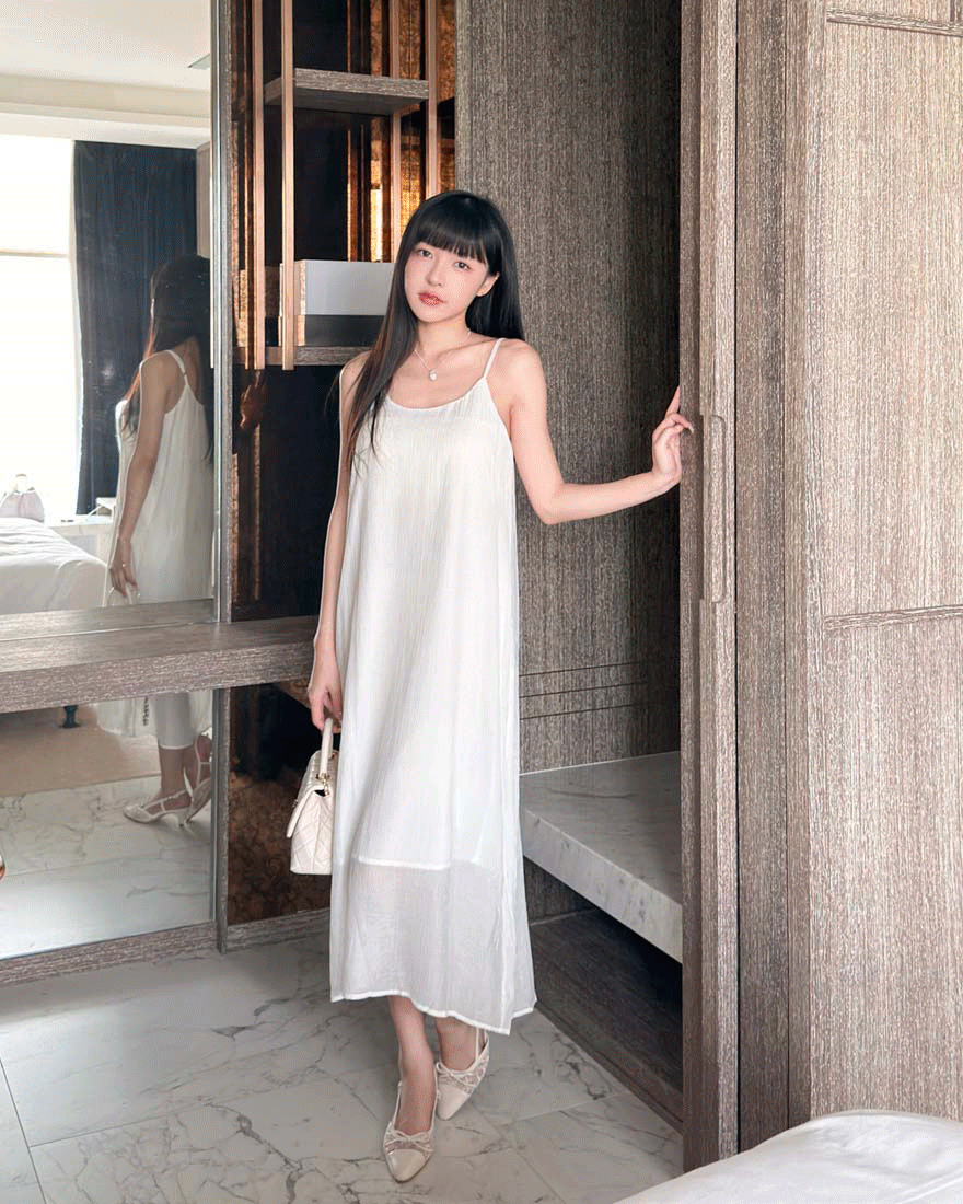 LINA LINA靜謐暮光滿版紋理襯衫洋裝兩件組-溫柔杏