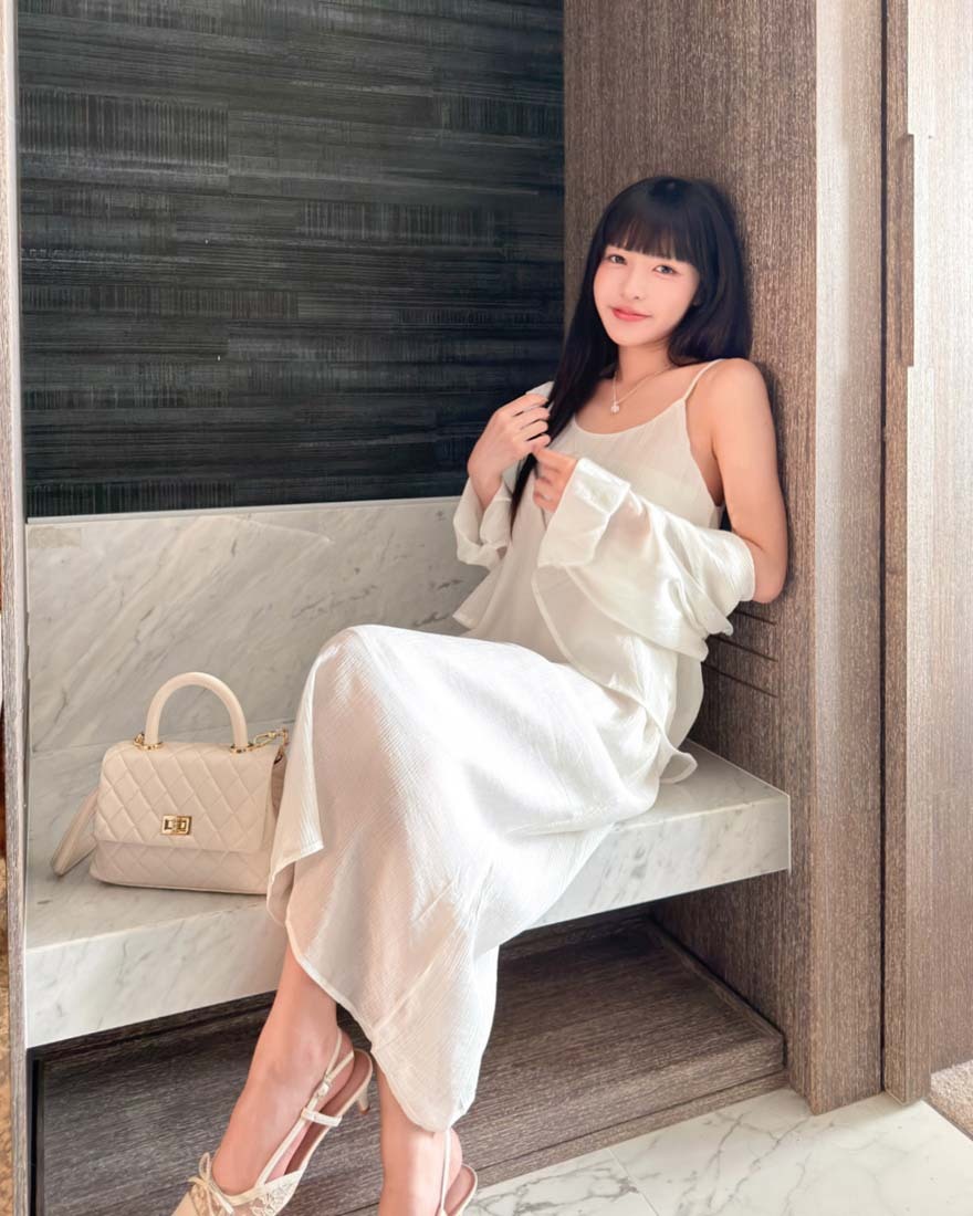 LINA LINA靜謐暮光滿版紋理襯衫洋裝兩件組-溫柔杏