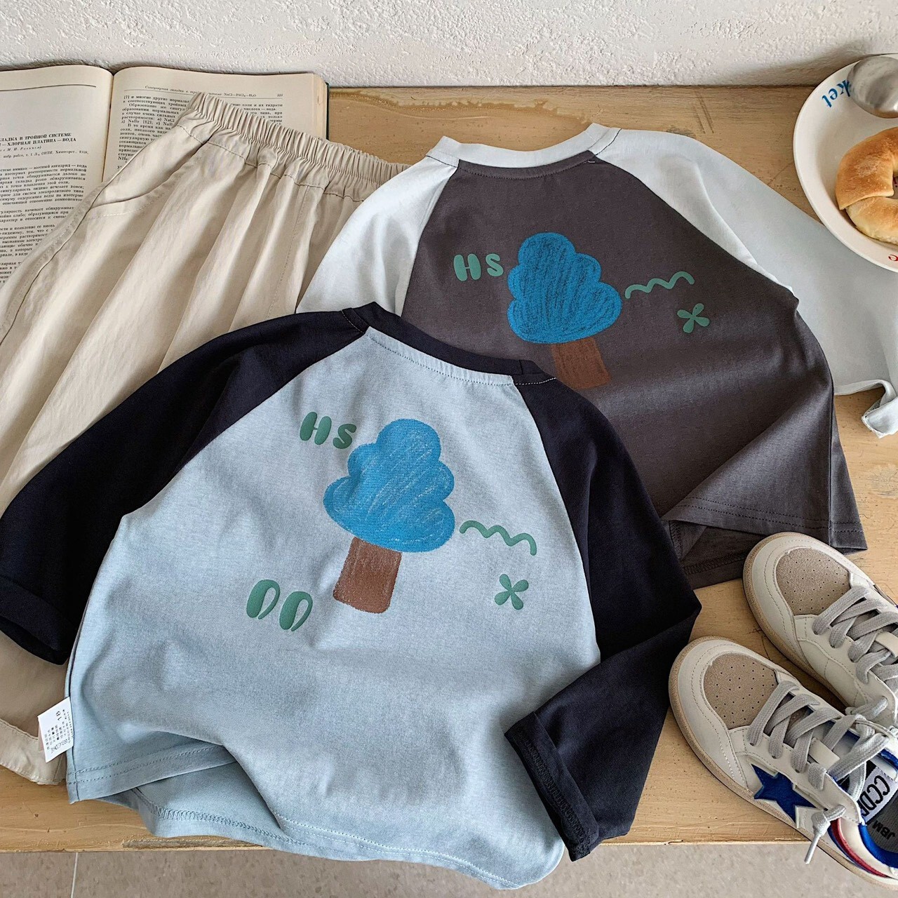 🍂 秋裝 🌲 可愛小樹背圖擦畫長ｔｅｅ ✣