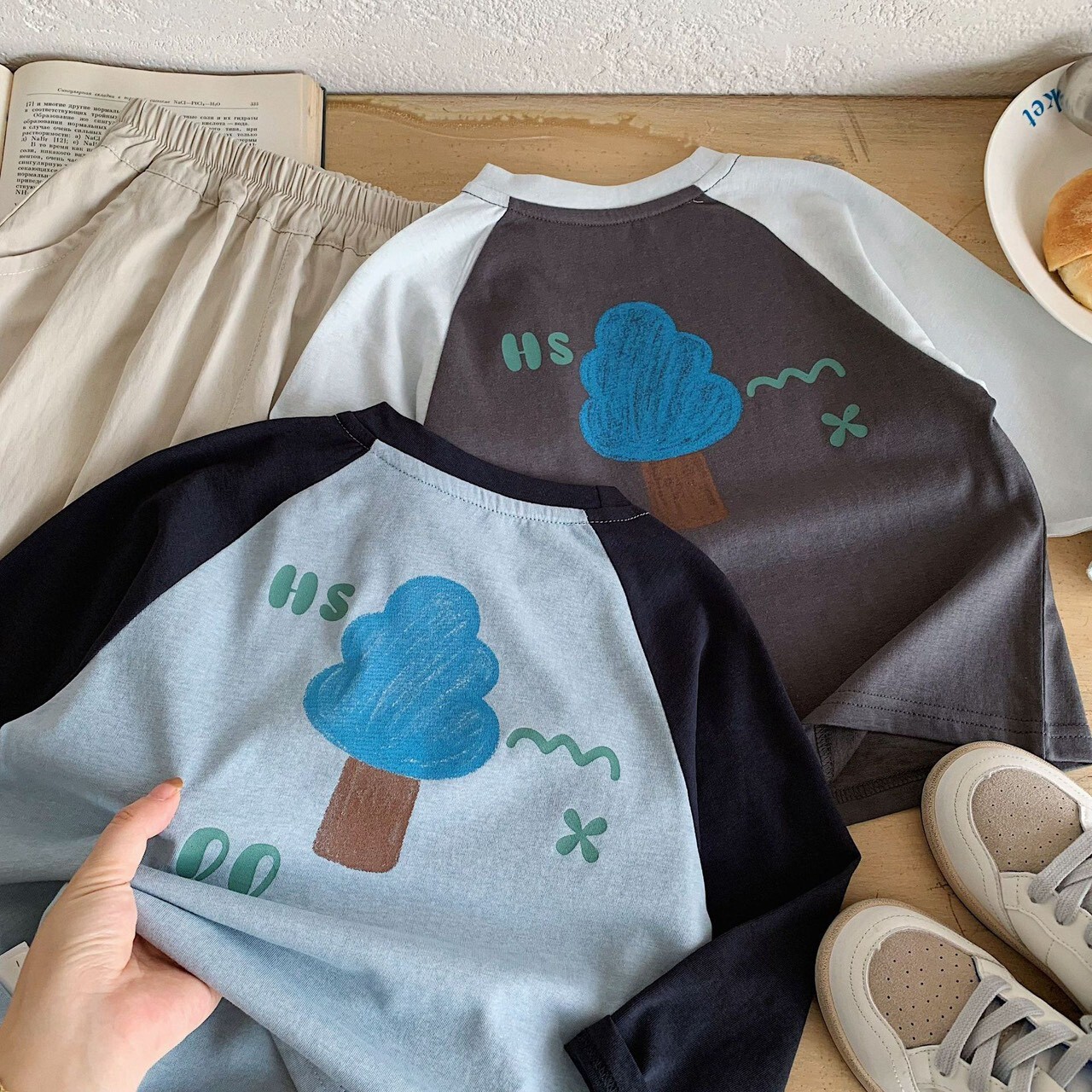 🍂 秋裝 🌲 可愛小樹背圖擦畫長ｔｅｅ ✣