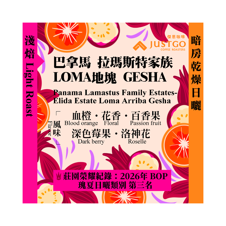 [淺焙] 巴拿馬 拉瑪斯特家族 LOMA地塊 GESHA [暗房乾燥日曬]