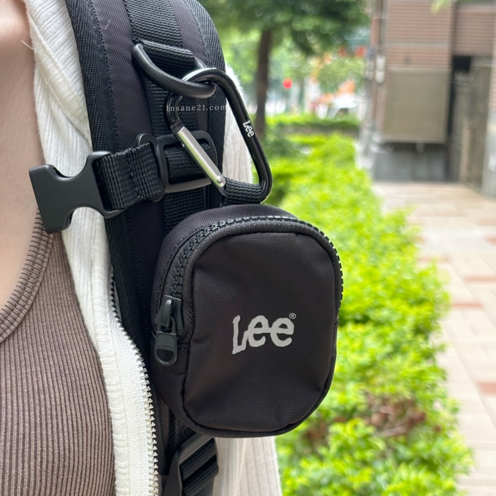 LEE 黑色 網格 後背包 大容量 22L 附掛件小包
