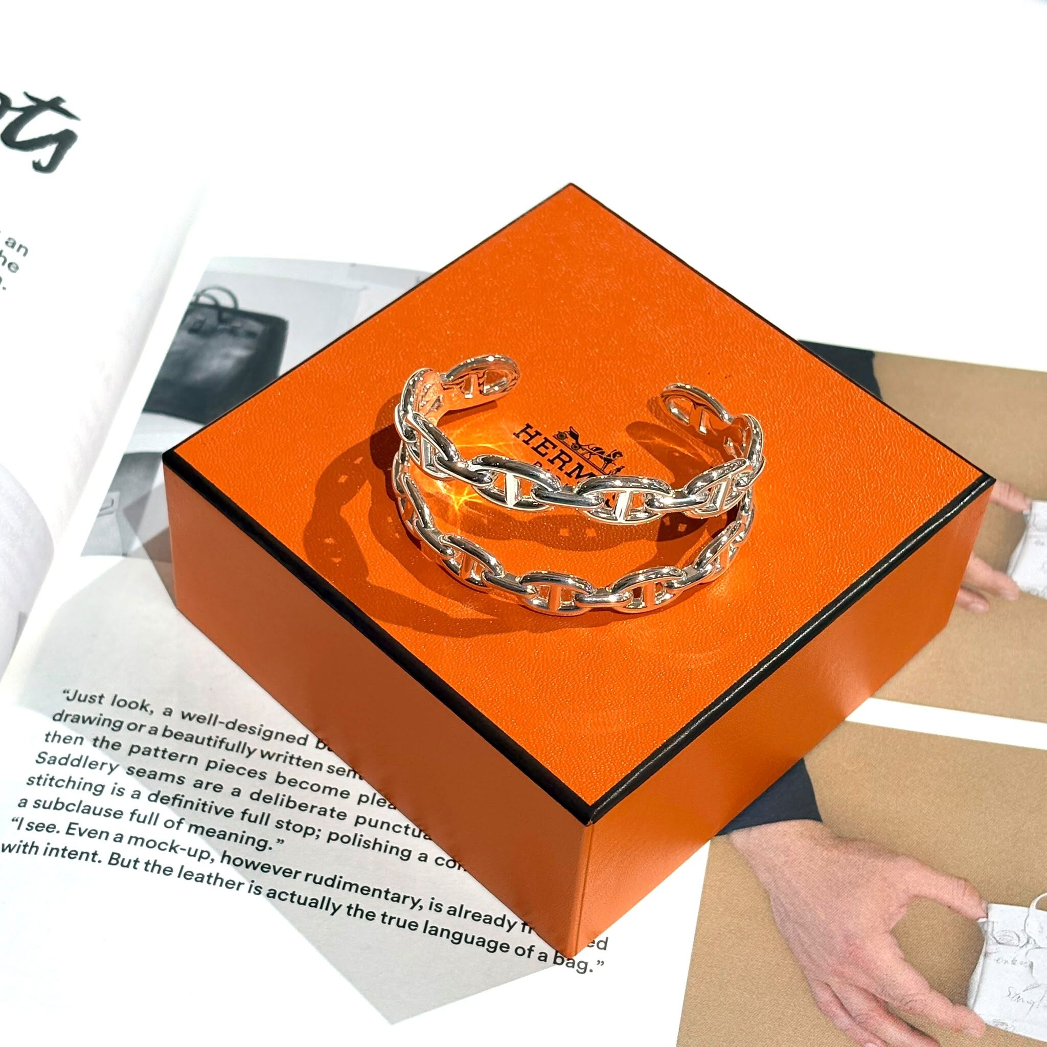 全新HERMES手鐲, ST 925純銀,雙圈豬鼻手環, SILVER BRACELET, #BRAND NEW #香榭站正品