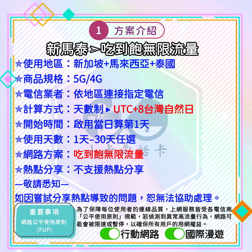 【SIM卡】新馬泰高速上網卡｜吃到飽與彈性多方案·三地旅遊安心連線〈隨插即用、簡易開通、熱點分享〉