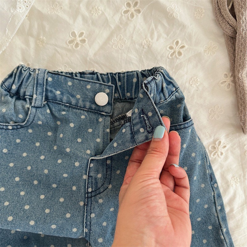 👖 秋裝 ⇢ 可愛 ෆ 滿版點點牛仔褲  ⋆.˚