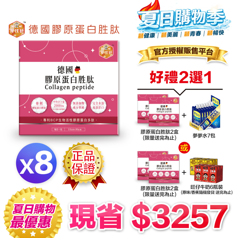【送二盒＋再拿$388】每日膠原補給｜皮膚Q彈好氣色｜【食技研】德國專利膠原蛋白胜肽-養顏美容(專利VERISOL®)八盒入