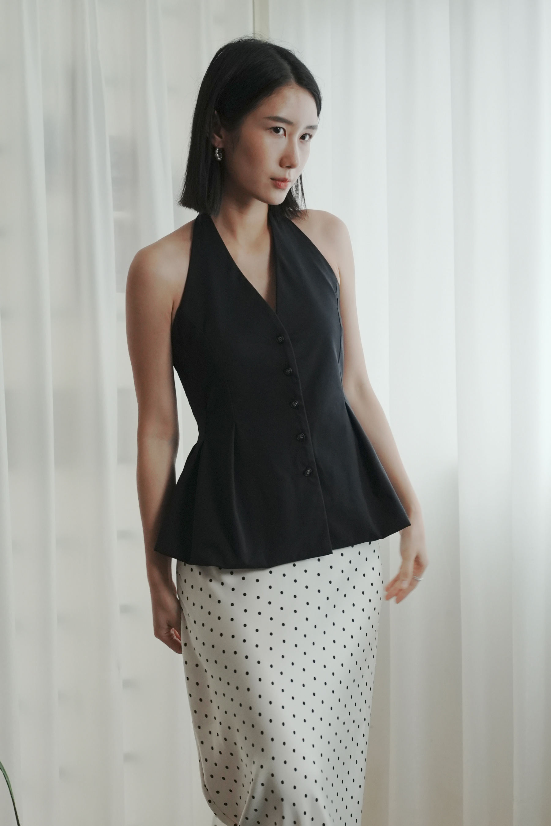 Souple Forme 美背立體褶線波浪上衣