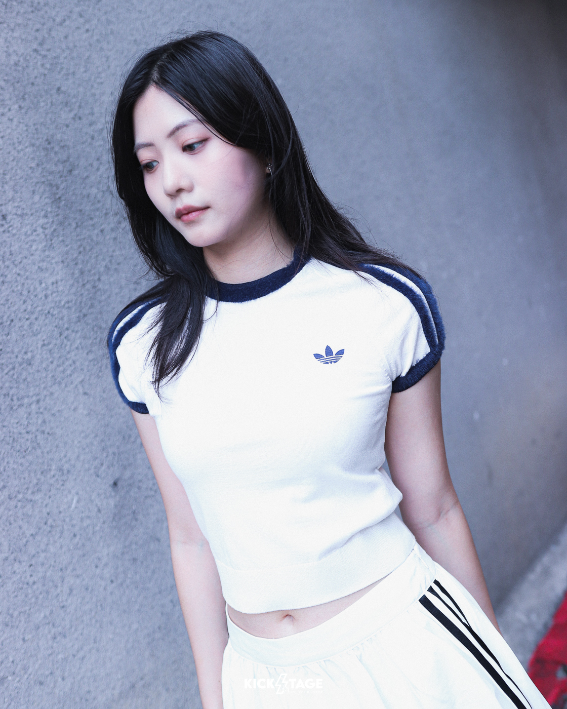 女款 ADIDAS KNIT TEE 白色 藍色 修身 針織 三葉草 貼身 短版 短T【KS9952/KW2606】ADLP