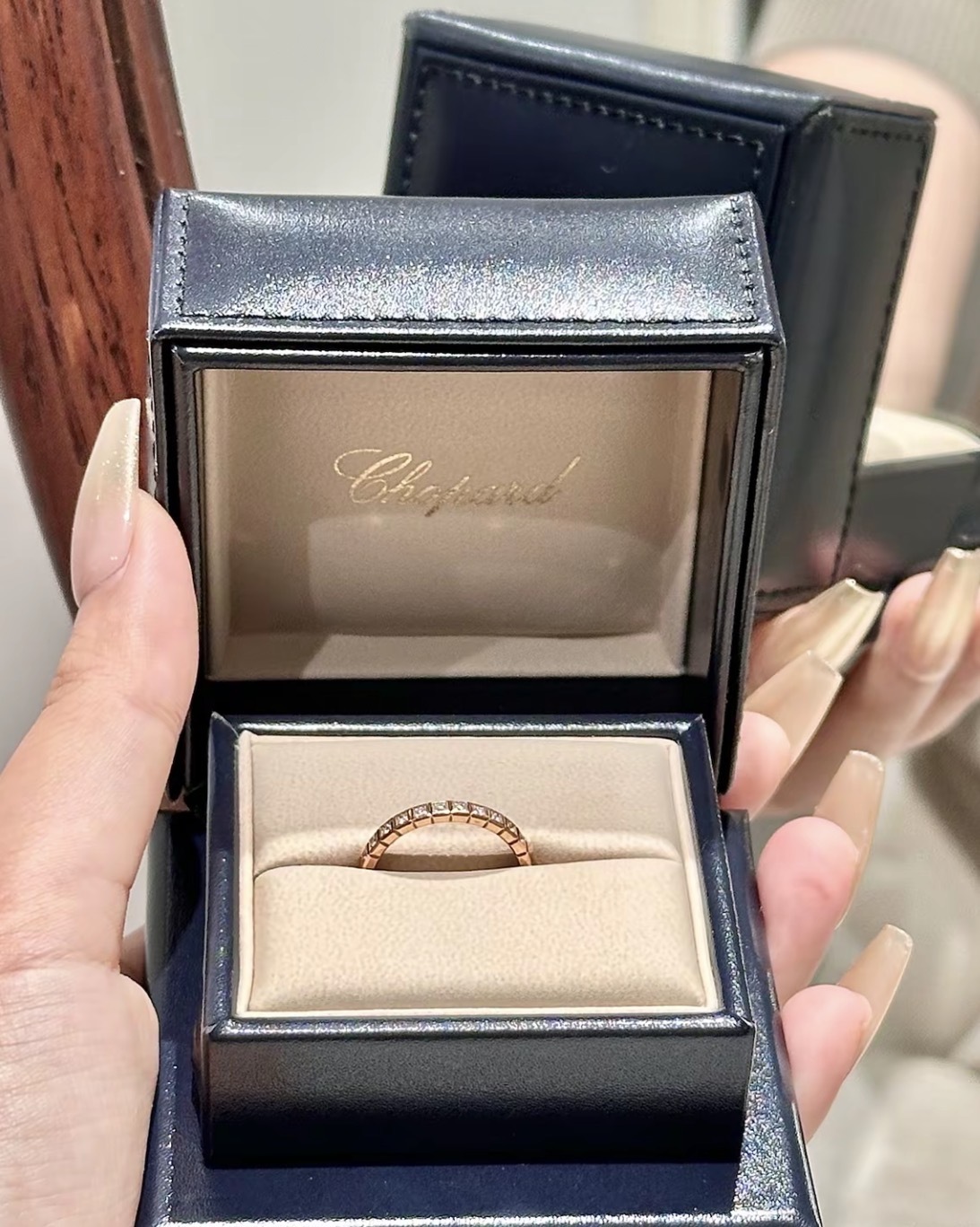 Chopard Ice Cube 半鑽 18K 玫瑰金戒指