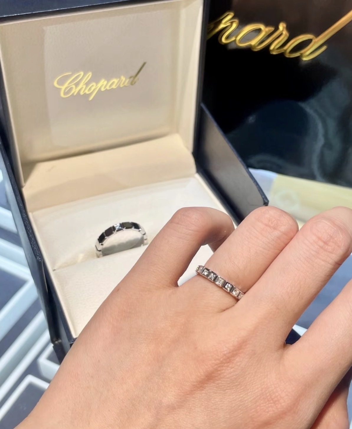Chopard Ice Cube Pure 半鑽 18K 白金戒指